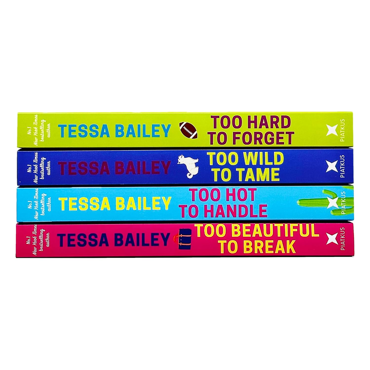 Back cover view of Romancing the Clarksons 4 book paperback collection set by Tessa Bailey showing all four titles