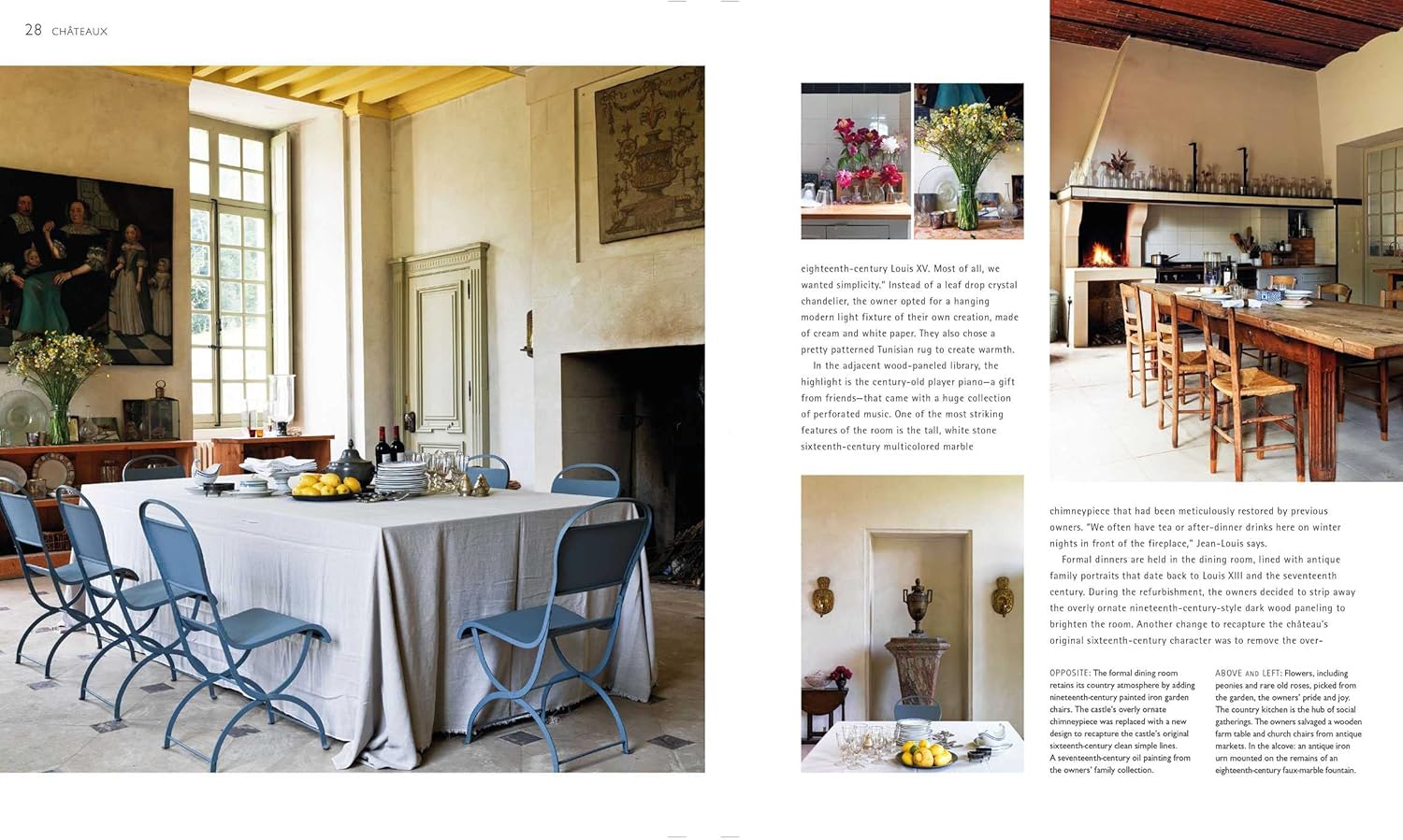 Romantic French Homes hardback book - grand chateau interior with antiques