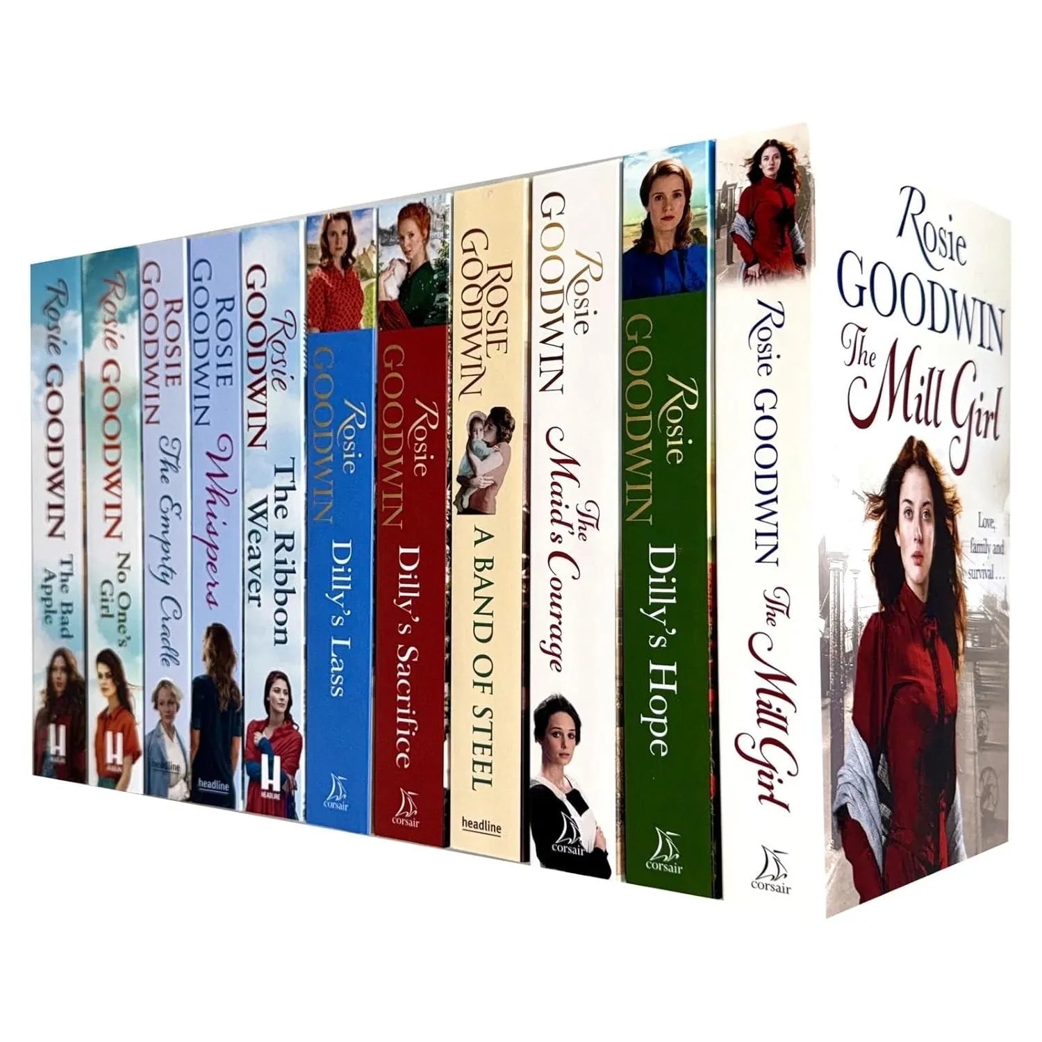 Rosie Goodwin 11 Books Collection Set - historical fiction paperback sagas including The Bad Apple, Dilly's Story trilogy, and The Mill Girl