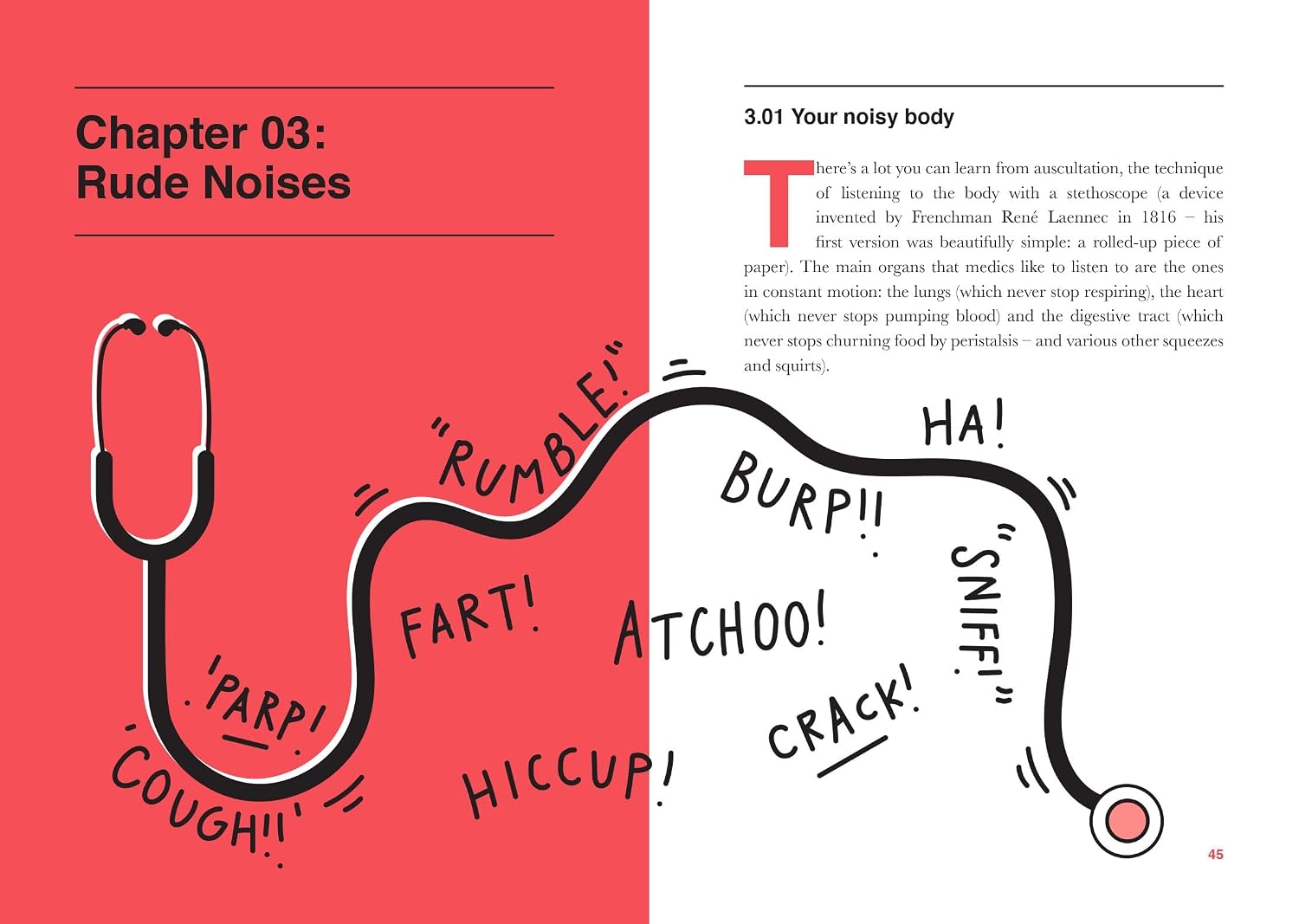 Rude Science hardback final interior spread with body science facts for children