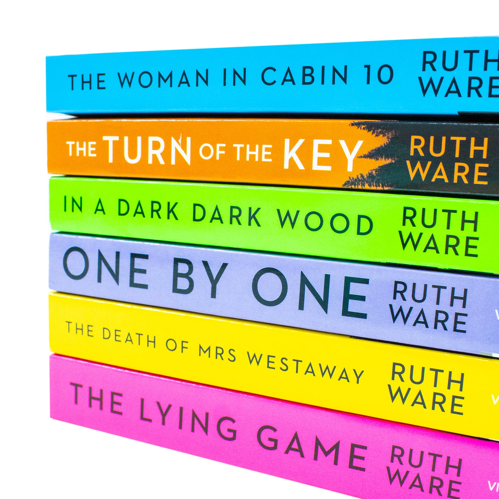 Ruth Ware Collection 6 Books Set paperback covers arranged - Turn of the Key, Cabin 10, In a Dark Dark Wood