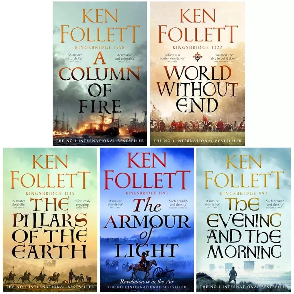 Kingsbridge Novels Collection 5 Books Set by Ken Follett (A Column of Fire, World Without End, Armour of Light) - Lets Buy Books