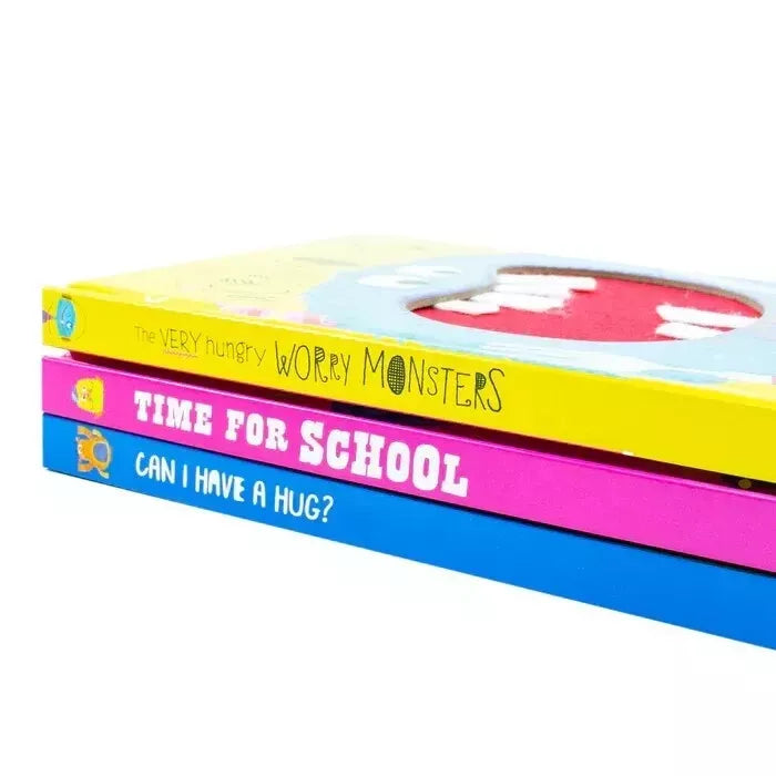 Touch and Feel Very Hungry Worry Monsters 3 Books Collection Box(Very Hungry Worry Monsters, Can I have a Hug? & Time for School) - Lets Buy Books
