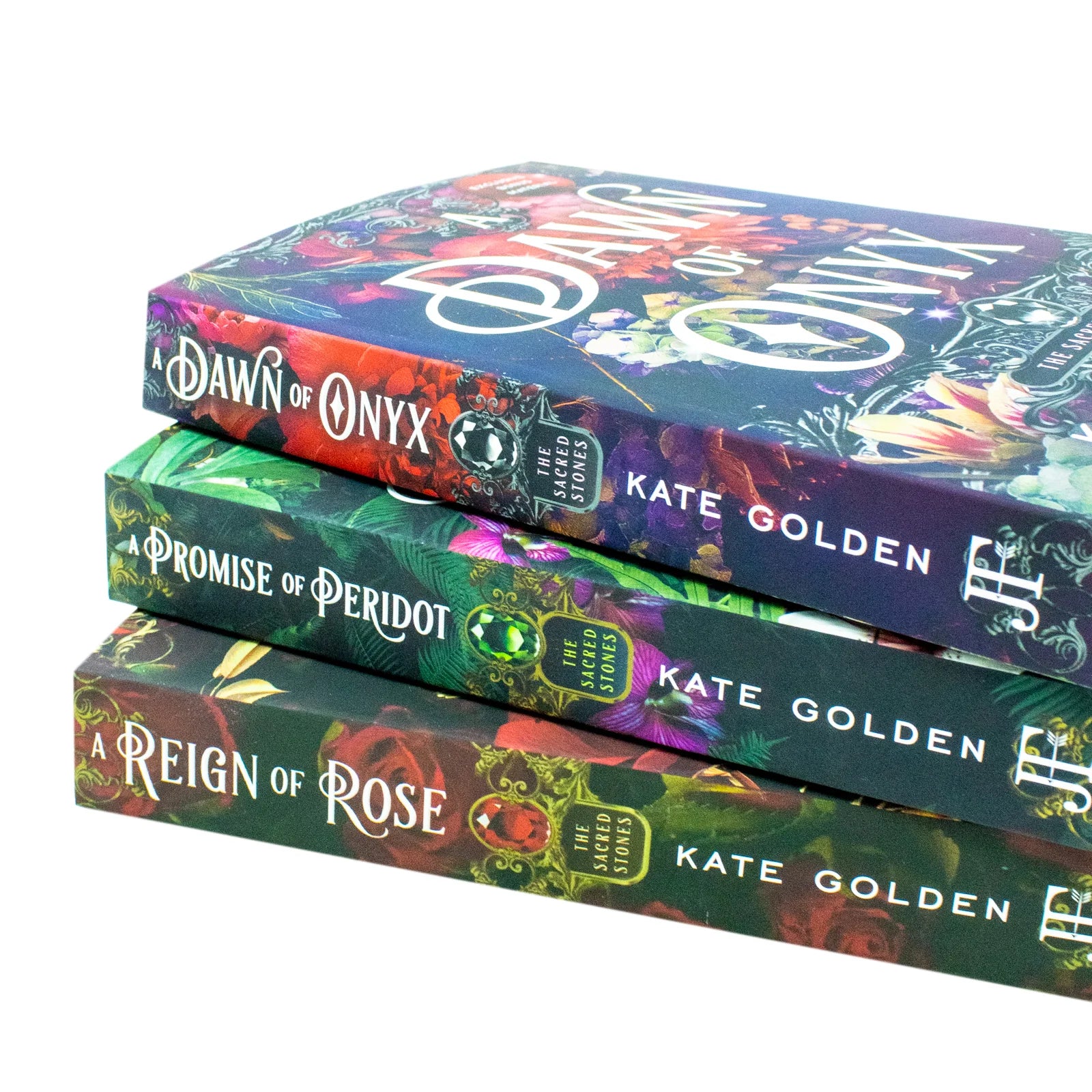 Sacred Stones Trilogy by Kate Golden 3 Books Collection Set - A Dawn of Onyx, A Promise of Peridot, A Reign of Rose - Paperback Fantasy Romance
