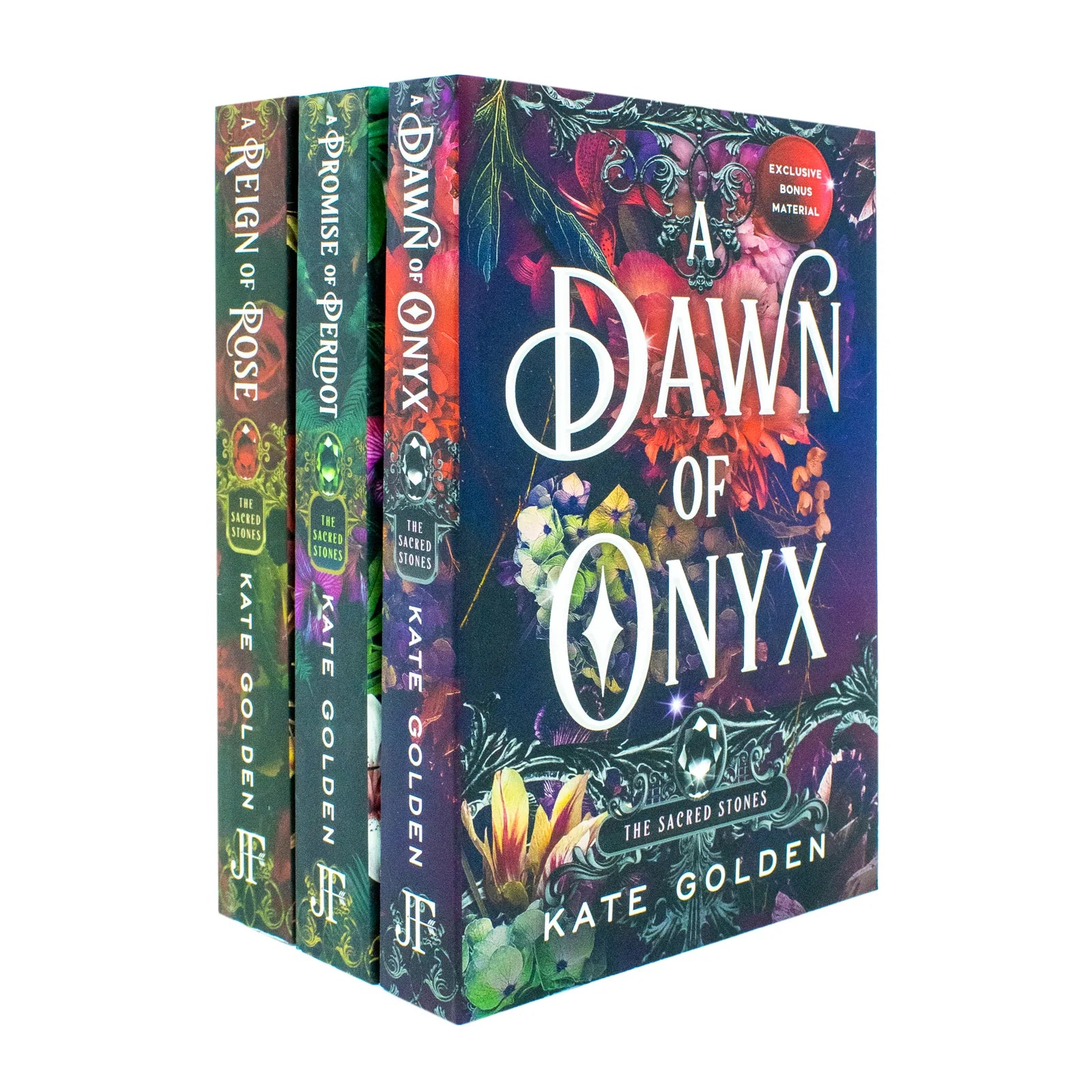 Sacred Stones Trilogy by Kate Golden 3 Books Collection Set - A Dawn of Onyx, A Promise of Peridot, A Reign of Rose - Paperback Fantasy Romance