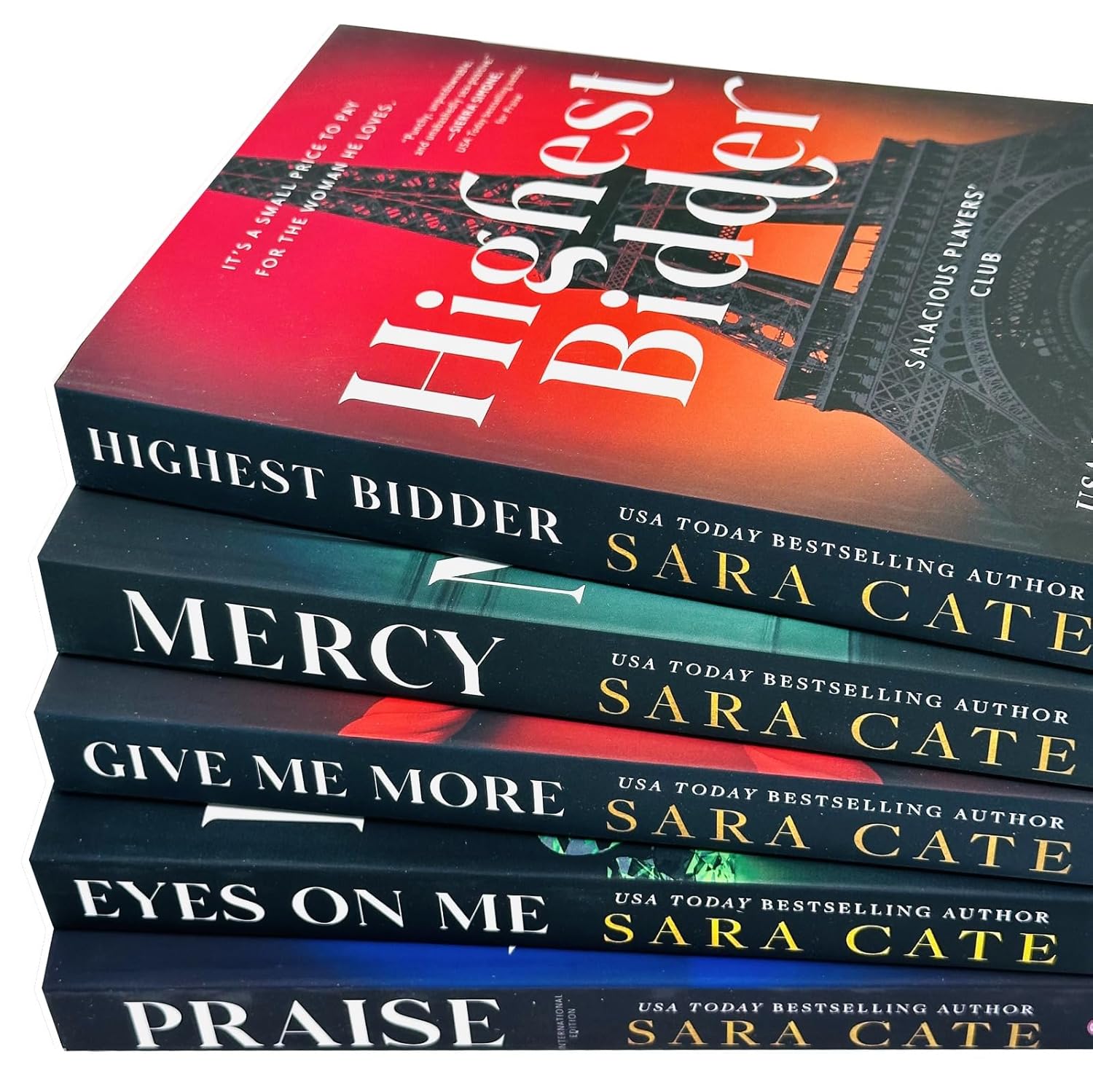 Salacious Players Club 5 Books by Sara Cate - Full Paperback Set Spines and Covers