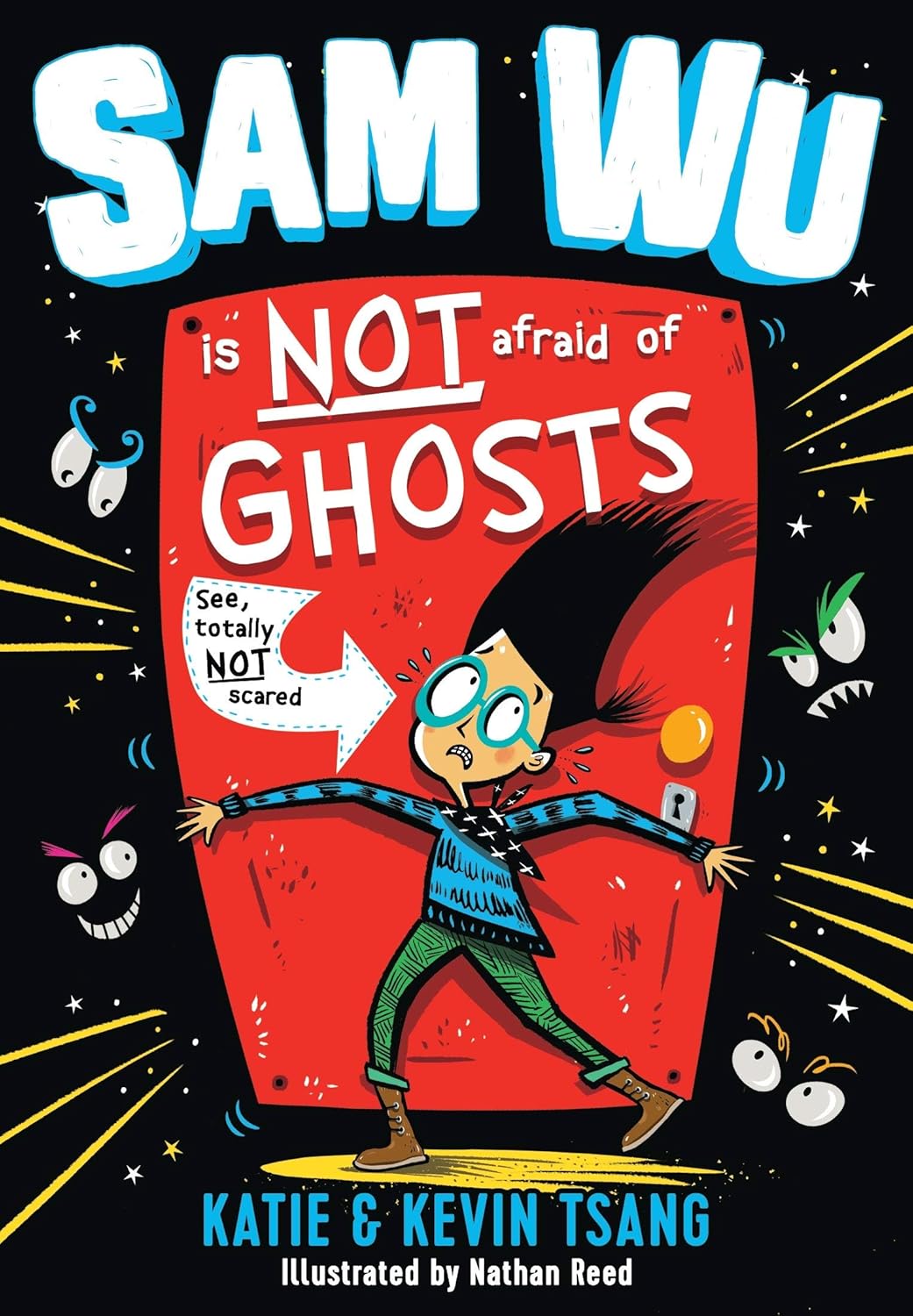Sam Wu Is Not Afraid series covers - Ghosts, Sharks, Dark, Spiders and Zombies paperback books