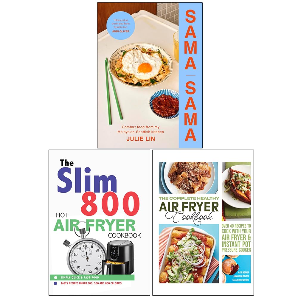 Sama Sama by Julie Lin, Slim 800 Hot Air Fryer and Complete Healthy Air Fryer Cookbook 3 book set - hardback and paperback cookery gift set