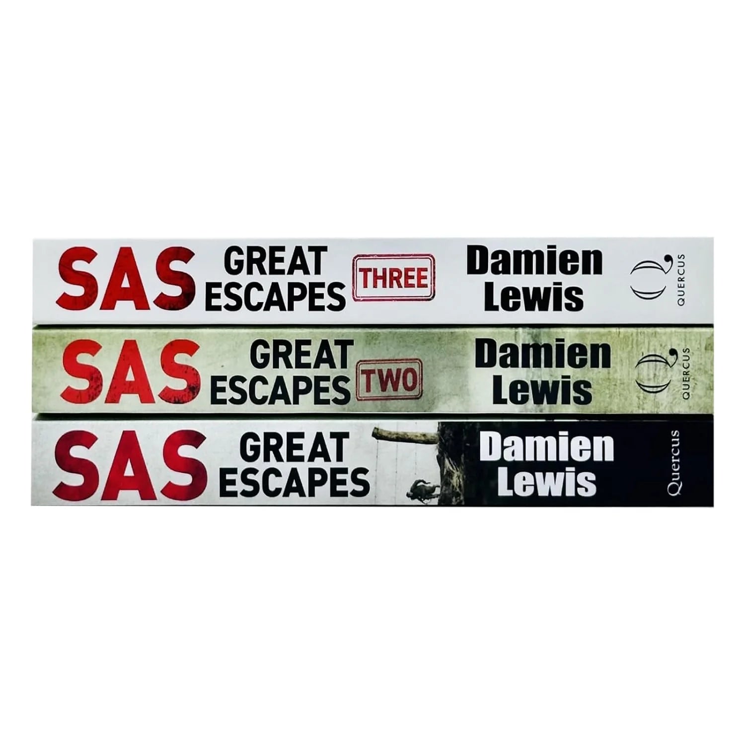 SAS Great Escapes, SAS Great Escapes Two and SAS Great Escapes Three paperback covers by Damien Lewis