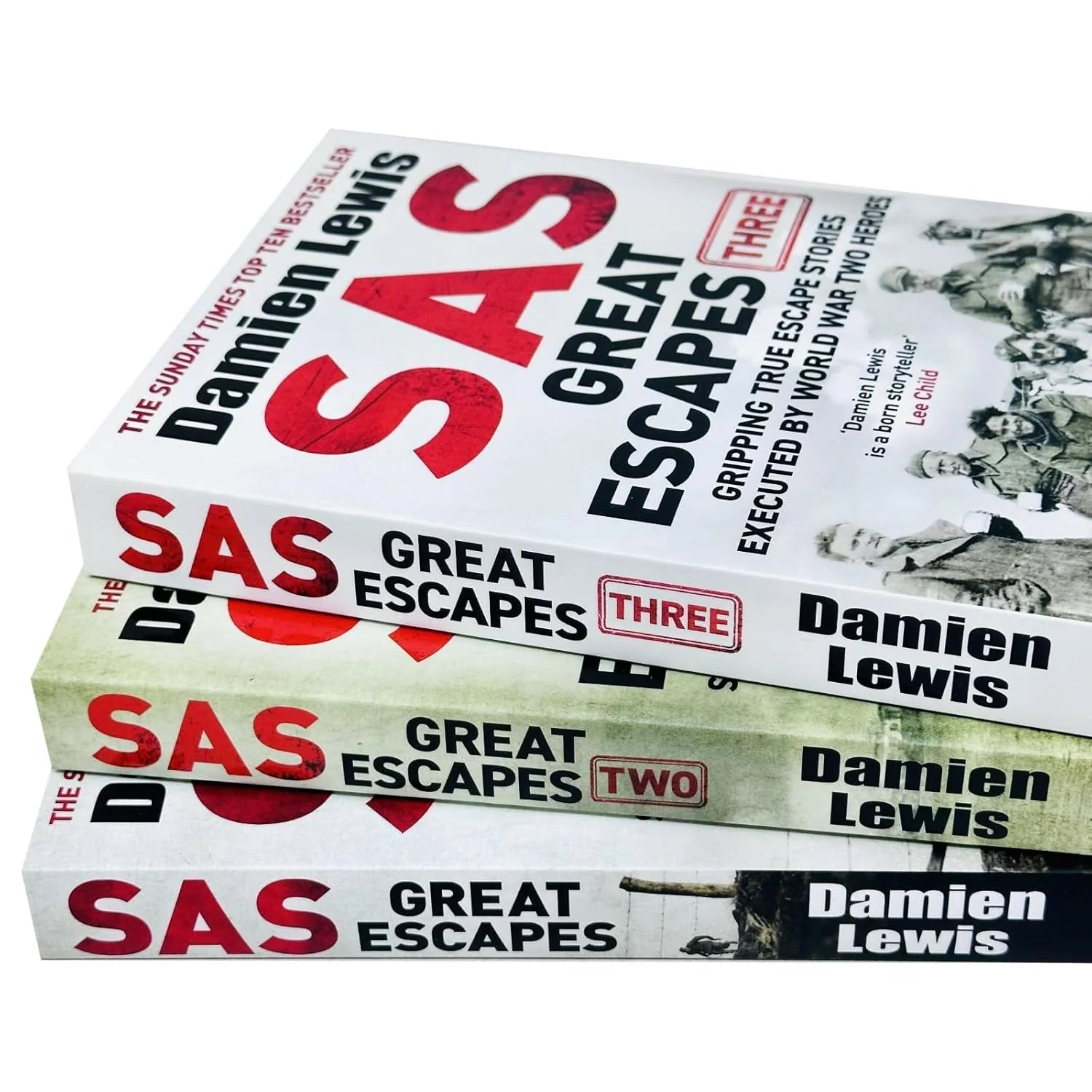 SAS Great Escapes Damien Lewis 3 book paperback set - true WWII SAS escape stories