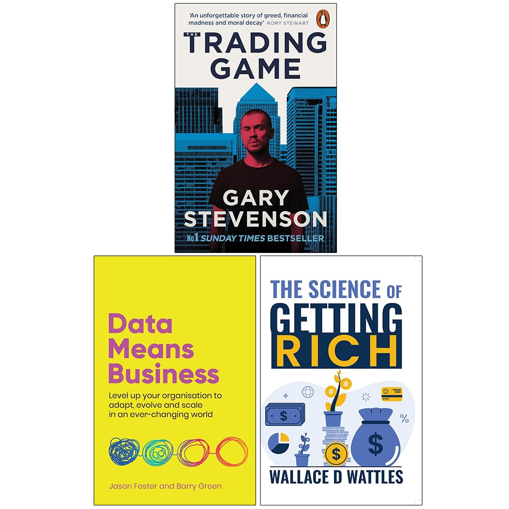 Science of Getting Rich, The Trading Game and Data Means Business 3 book paperback set cover