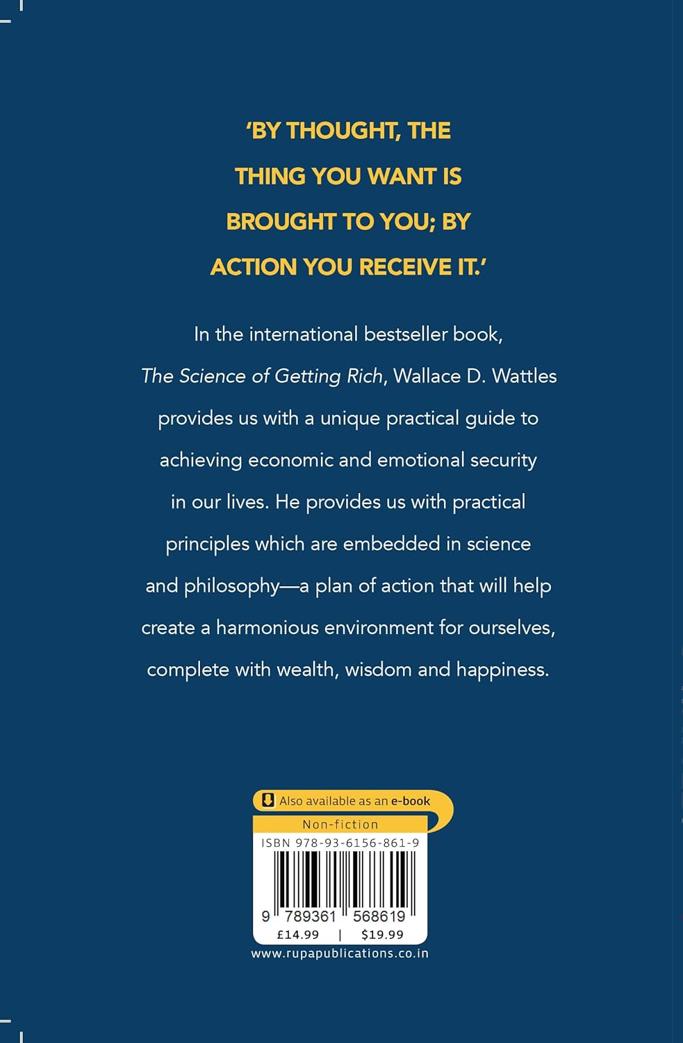 The Science of Getting Rich by Wallace D Wattles - New Paperback Edition Back Cover