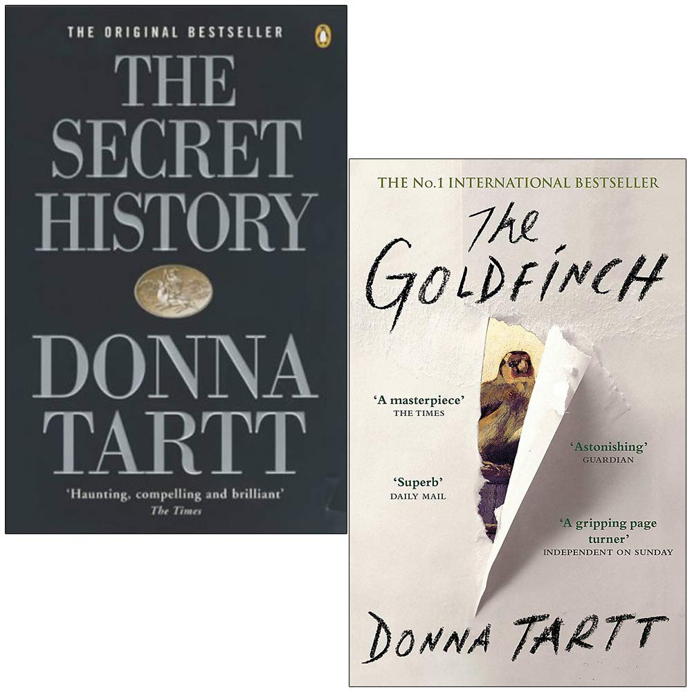 The Secret History and The Goldfinch by Donna Tartt paperback book set displayed together