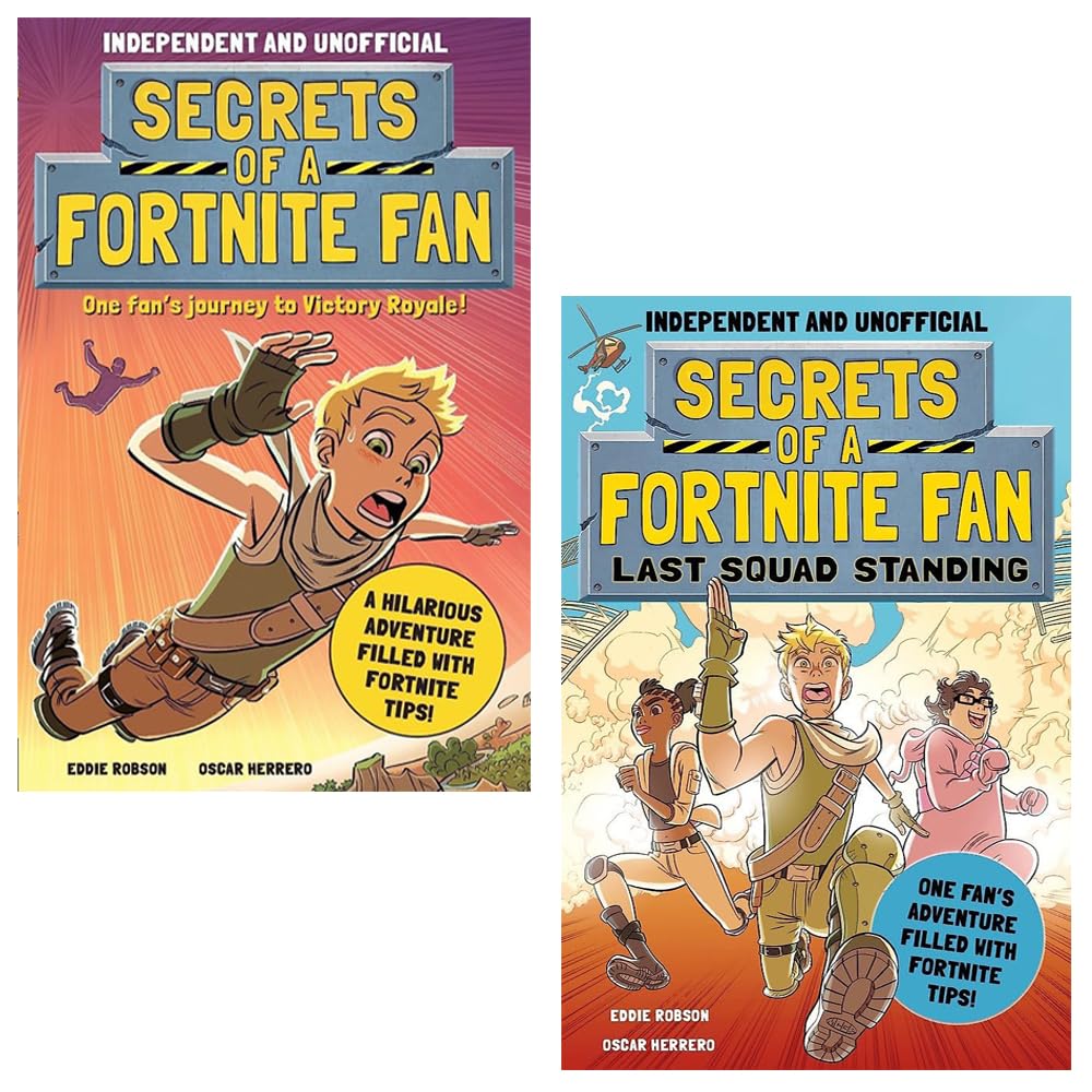 Secrets of a Fortnite Fan 2 Books Collection Set by Eddie Robson - Paperback editions for ages 9-12, featuring Secrets of a Fortnite Fan and Last Squad Standing