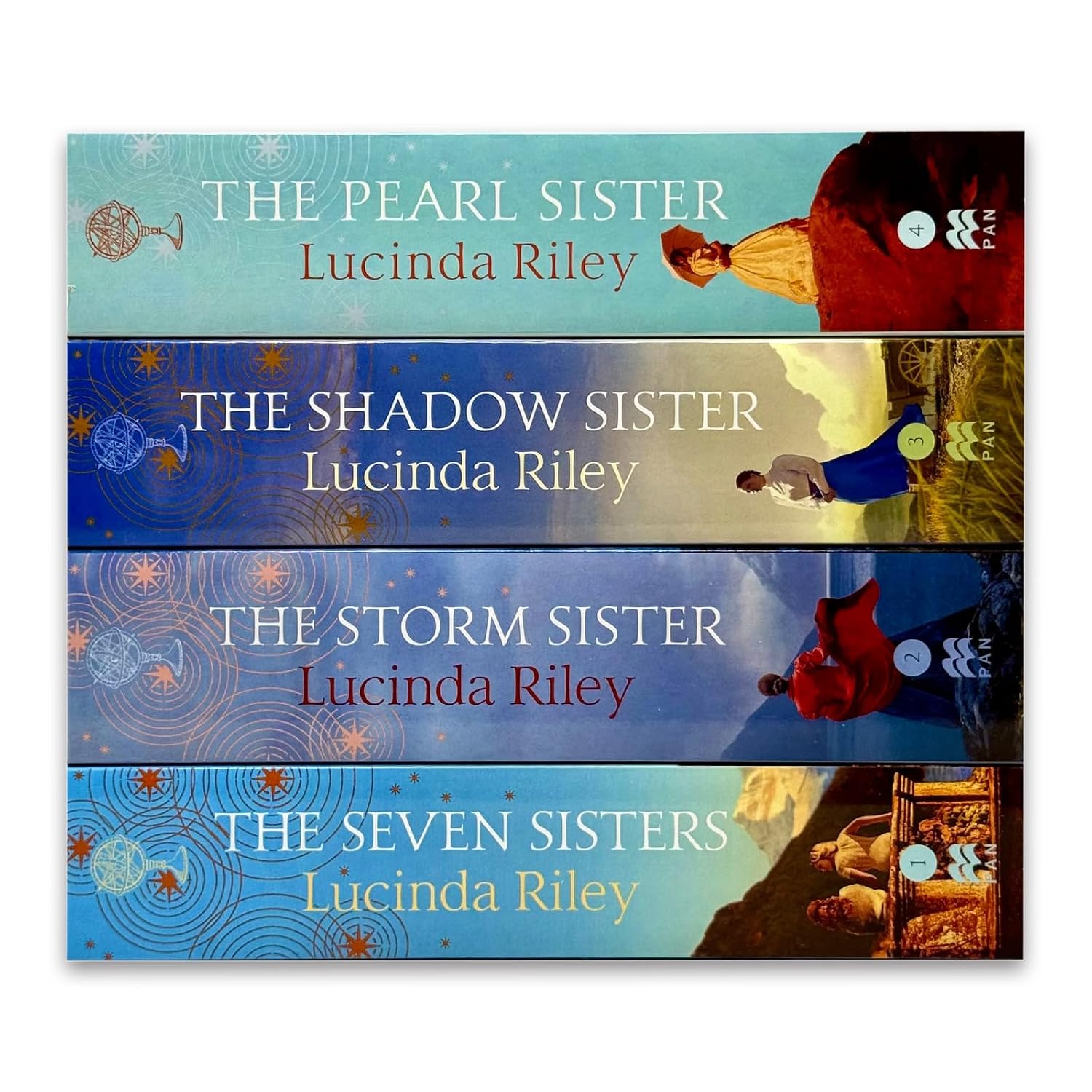 Seven Sisters Series paperback box set by Lucinda Riley displayed open
