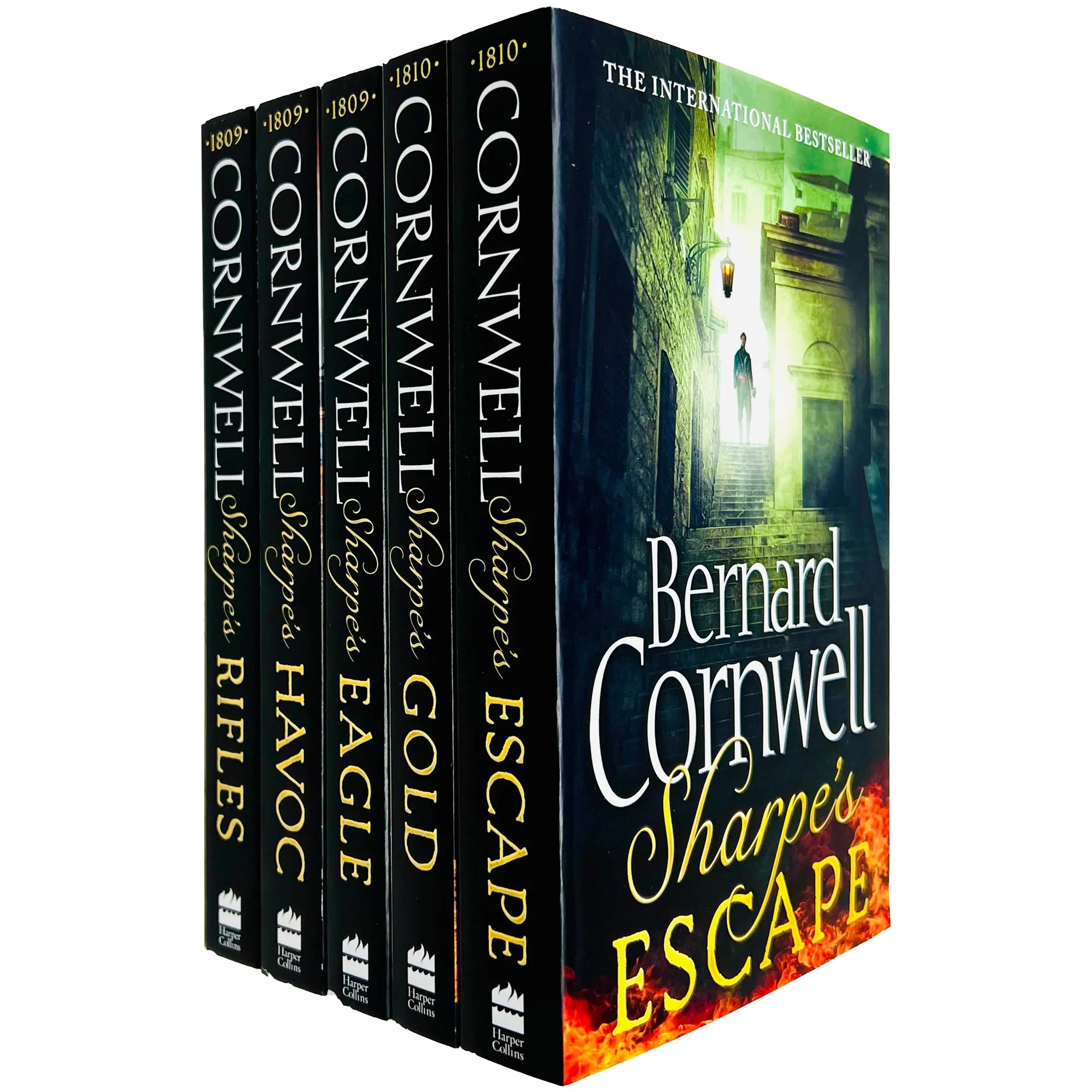 Bernard Cornwell Sharpe Series Collection Books 6-10 - Sharpe's Rifles, Havoc, Eagle, Gold, Escape - Paperback Historical Fiction Set Back Cover