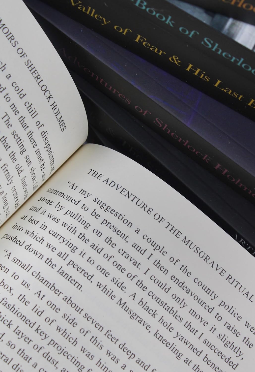 Sherlock Holmes 7 Book Paperback Set by Arthur Conan Doyle - Complete Detective Fiction Collection Close Up