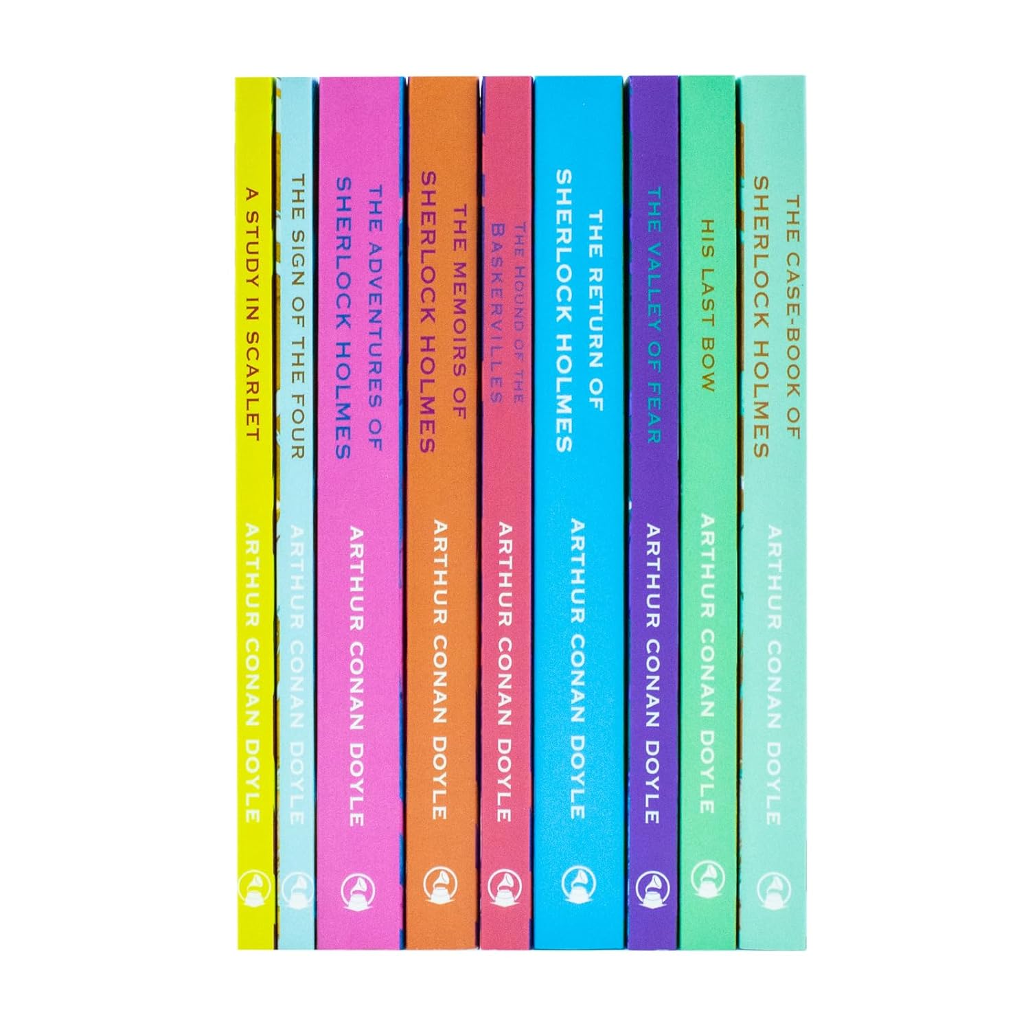 Sherlock Holmes Complete Works 9 Book Collection Set - individual paperback titles displayed