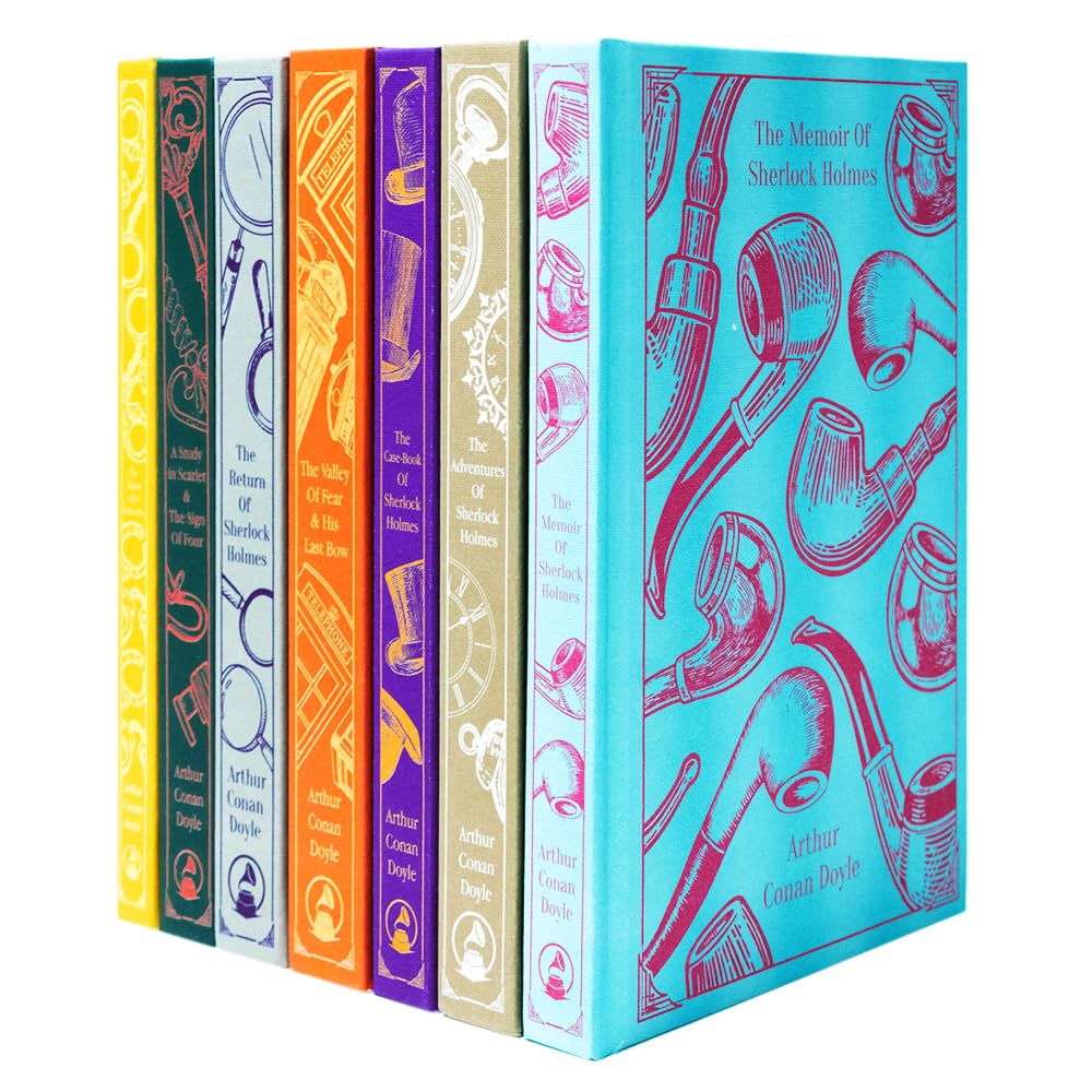 Sherlock Holmes 7 book hardback collection set stacked showing full boxed set