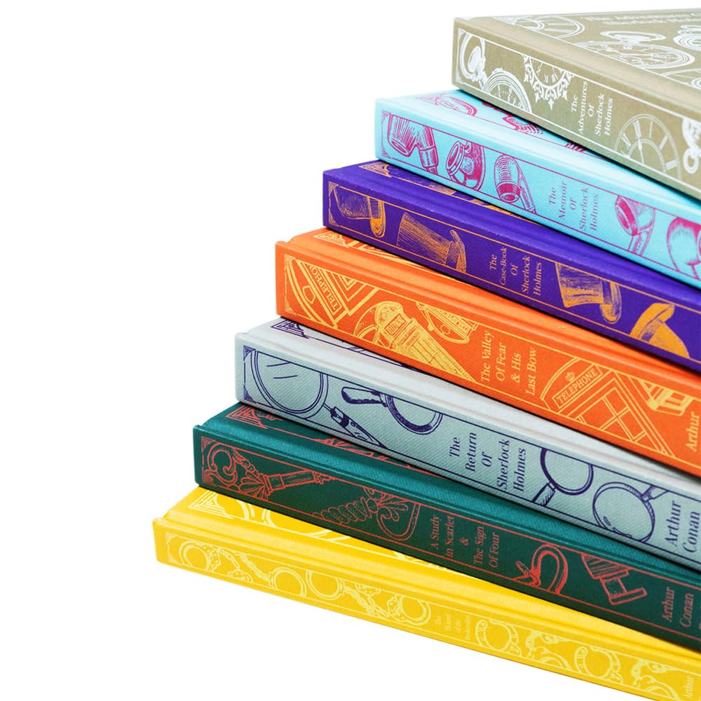 Sherlock Holmes hardback box set by Arthur Conan Doyle displayed on a shelf