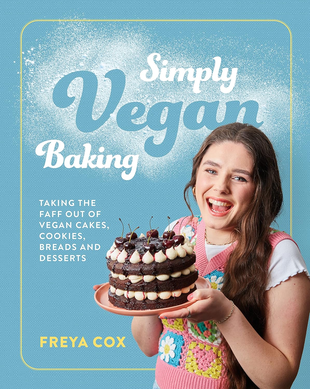 Simply Vegan Baking by Freya Cox - hardback cookbook back cover with recipe details