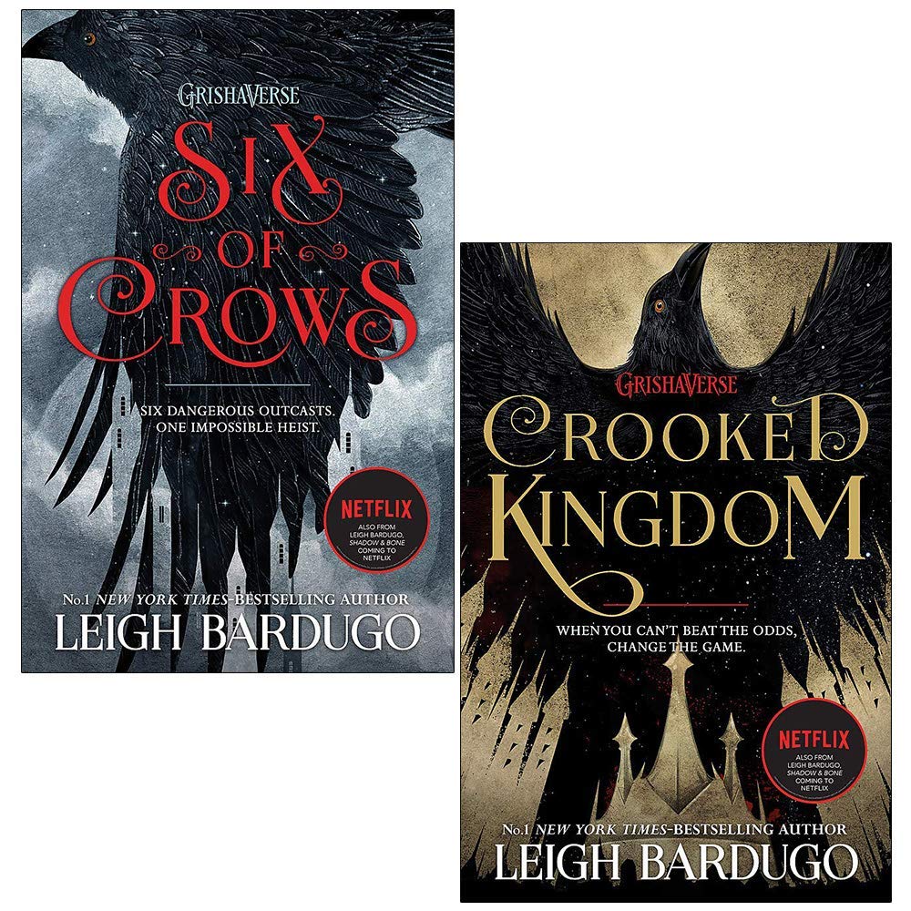Close-up cover detail of Six of Crows and Crooked Kingdom paperback books by Leigh Bardugo