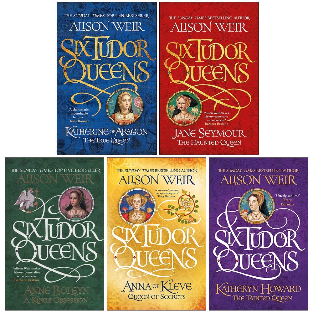 Six Tudor Queens 5 Book Set by Alison Weir - Katherine of Aragon, Anne Boleyn, Jane Seymour paperback covers