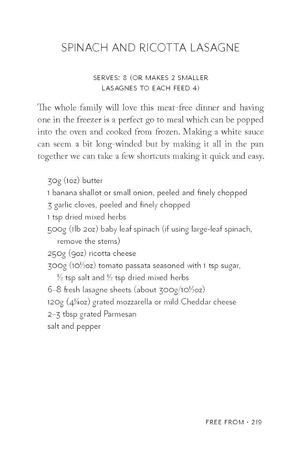 Sizzle & Drizzle: The Green Edition by Nancy Birtwhistle - hardback cookbook back cover with recipe details