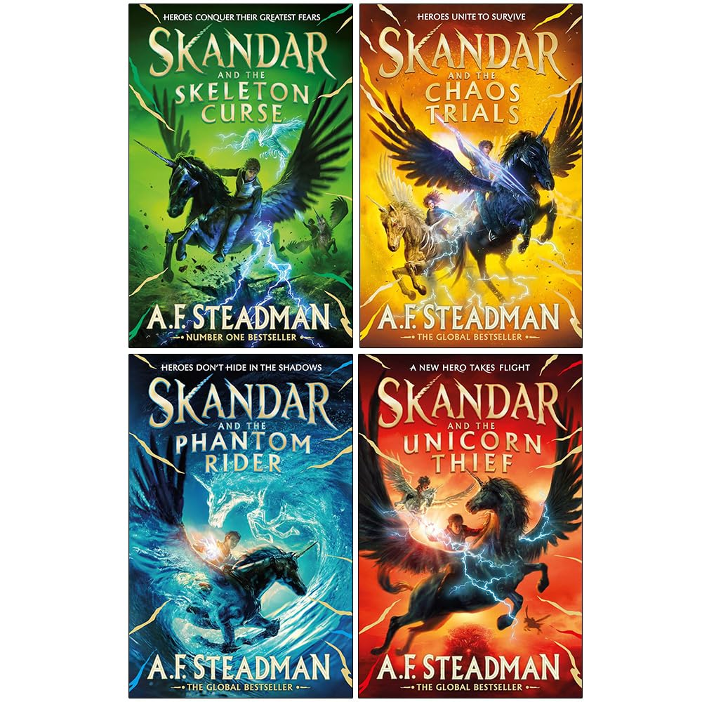 Skandar and the Unicorn Thief, Phantom Rider, Chaos Trials and Skeleton Curse - A.F. Steadman Book Set