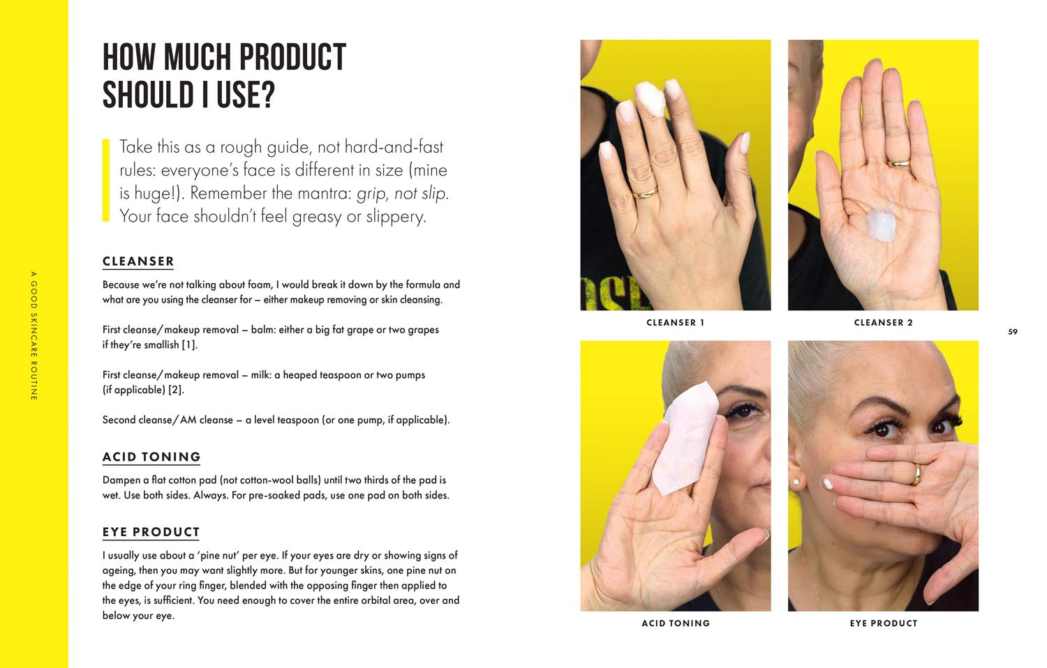 Skincare by Caroline Hirons hardback - inside page with skincare tips and cheat sheets