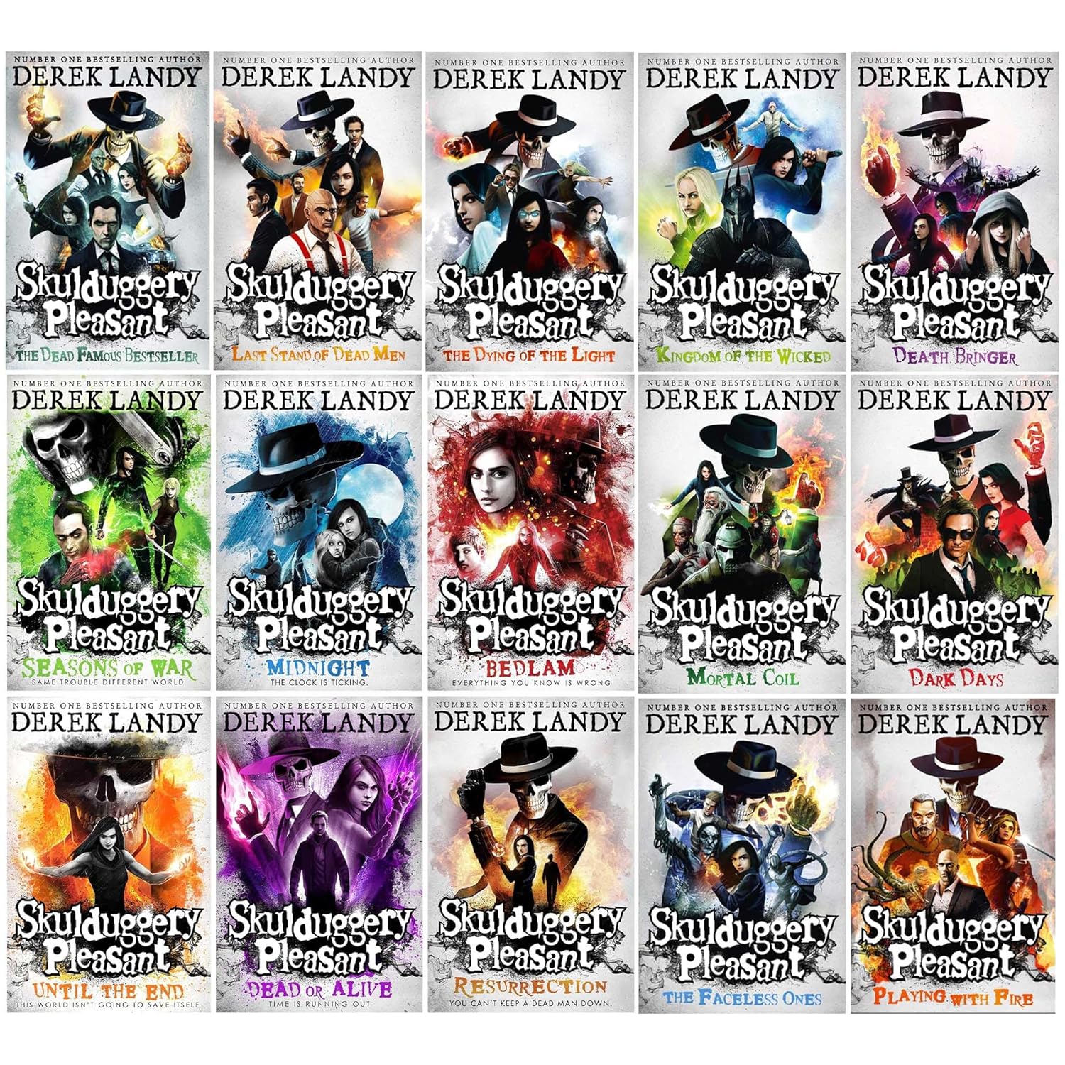 Skulduggery Pleasant 14 Books Collection Set by Derek Landy - Paperback - includes Playing With Fire, Resurrection, Midnight - Ages 9-12