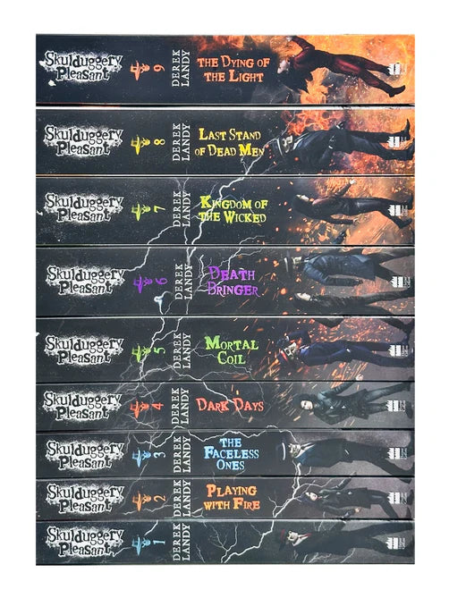 Skulduggery Pleasant 9 Book Paperback Set by Derek Landy - all book covers shown