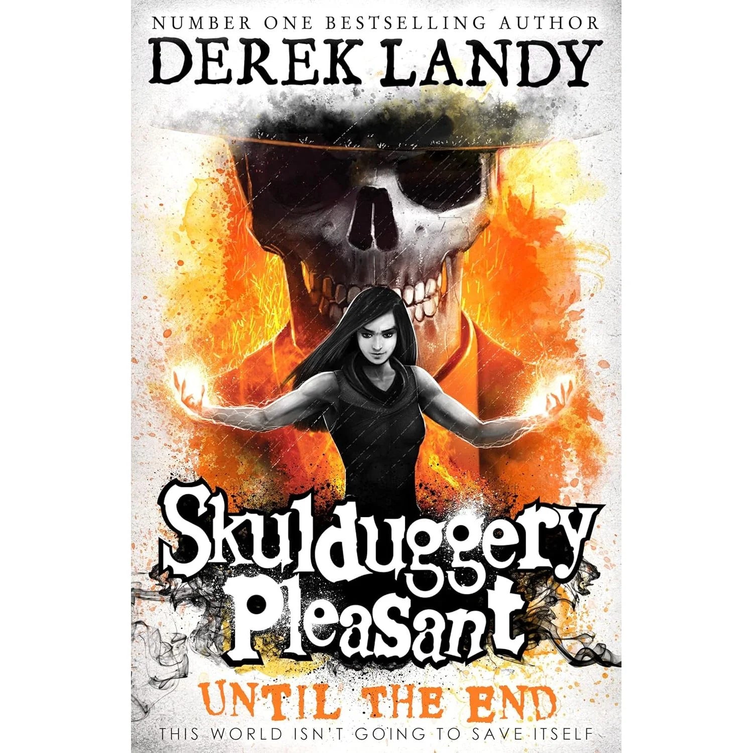 Skulduggery Pleasant Book 15: Until the End by Derek Landy - Paperback cover, Young Adult fantasy adventure ages 11-14