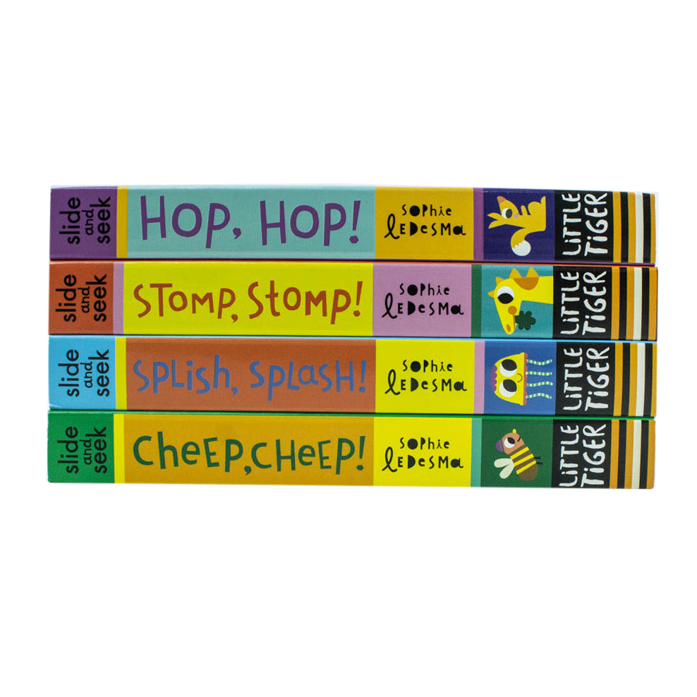 Stomp Stomp Slide and Seek dinosaur slider board book by Sophie Ledesma for babies and toddlers