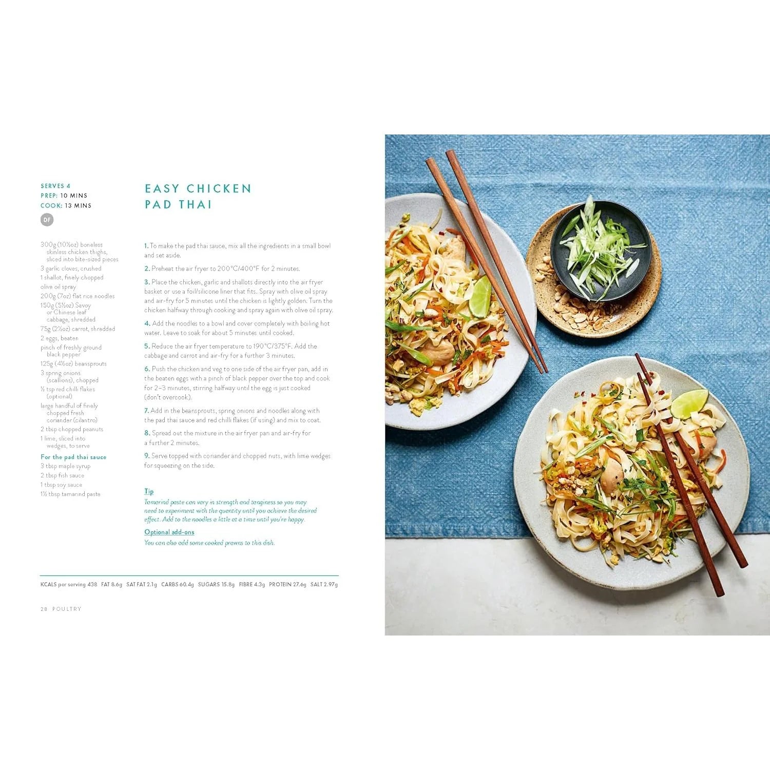 Slimming Eats Made in the Air Fryer by Siobhan Wightman - Hardback cookbook back cover with recipe details