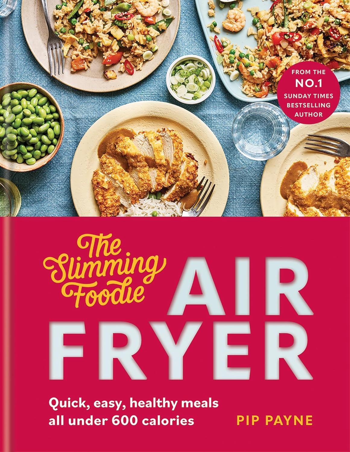 The Slimming Foodie Air Fryer hardback and Slim 800 Hot Air Fryer paperback cookbooks displayed together