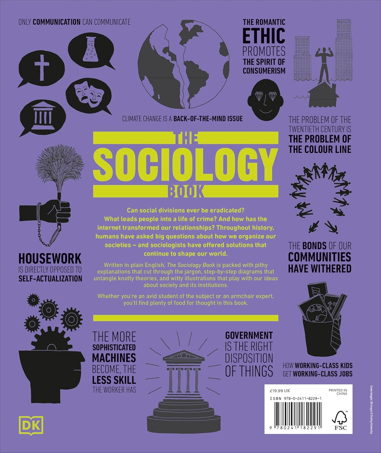 The Sociology Book: Big Ideas Simply Explained - inside pages showing infographics and sociology concepts
