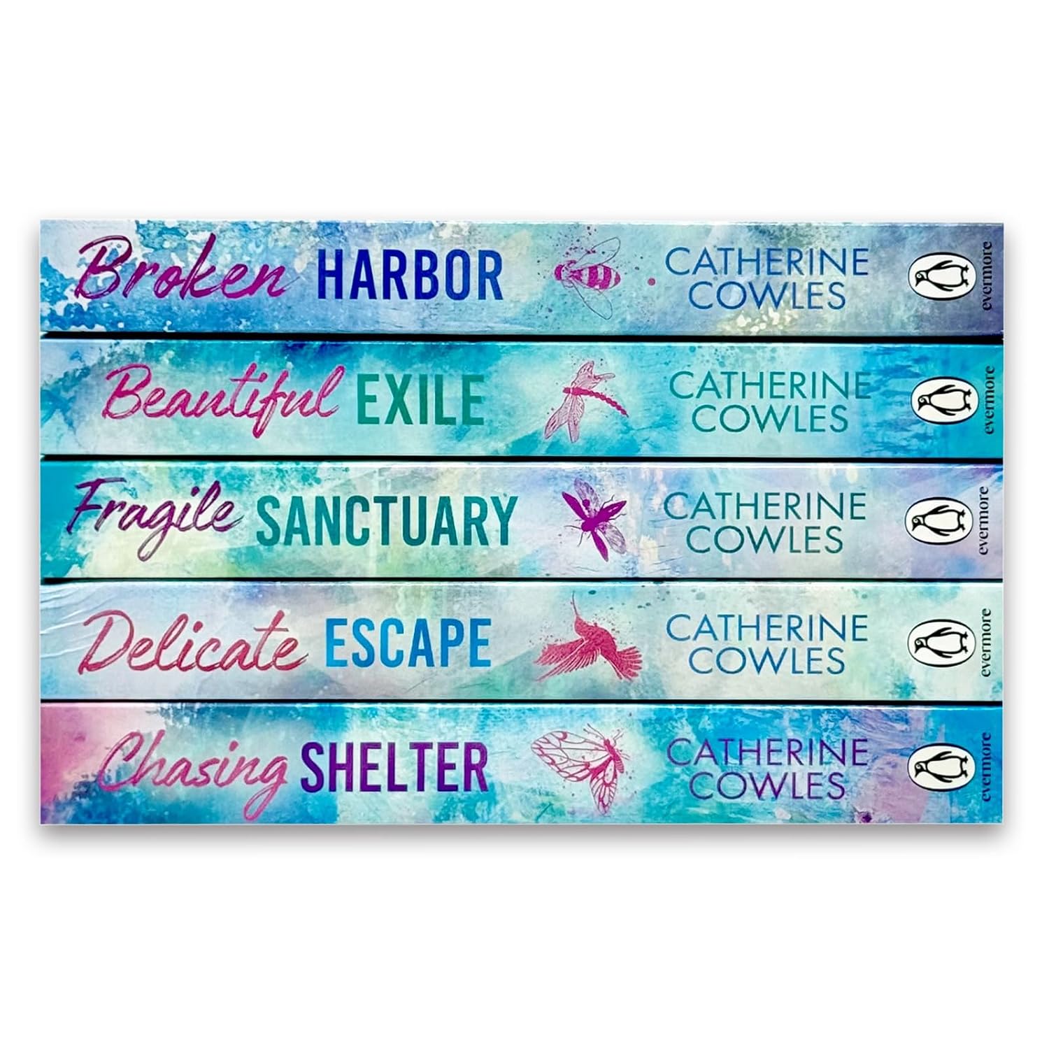 Fragile Sanctuary and Delicate Escape paperback covers from the Sparrow Falls series by Catherine Cowles