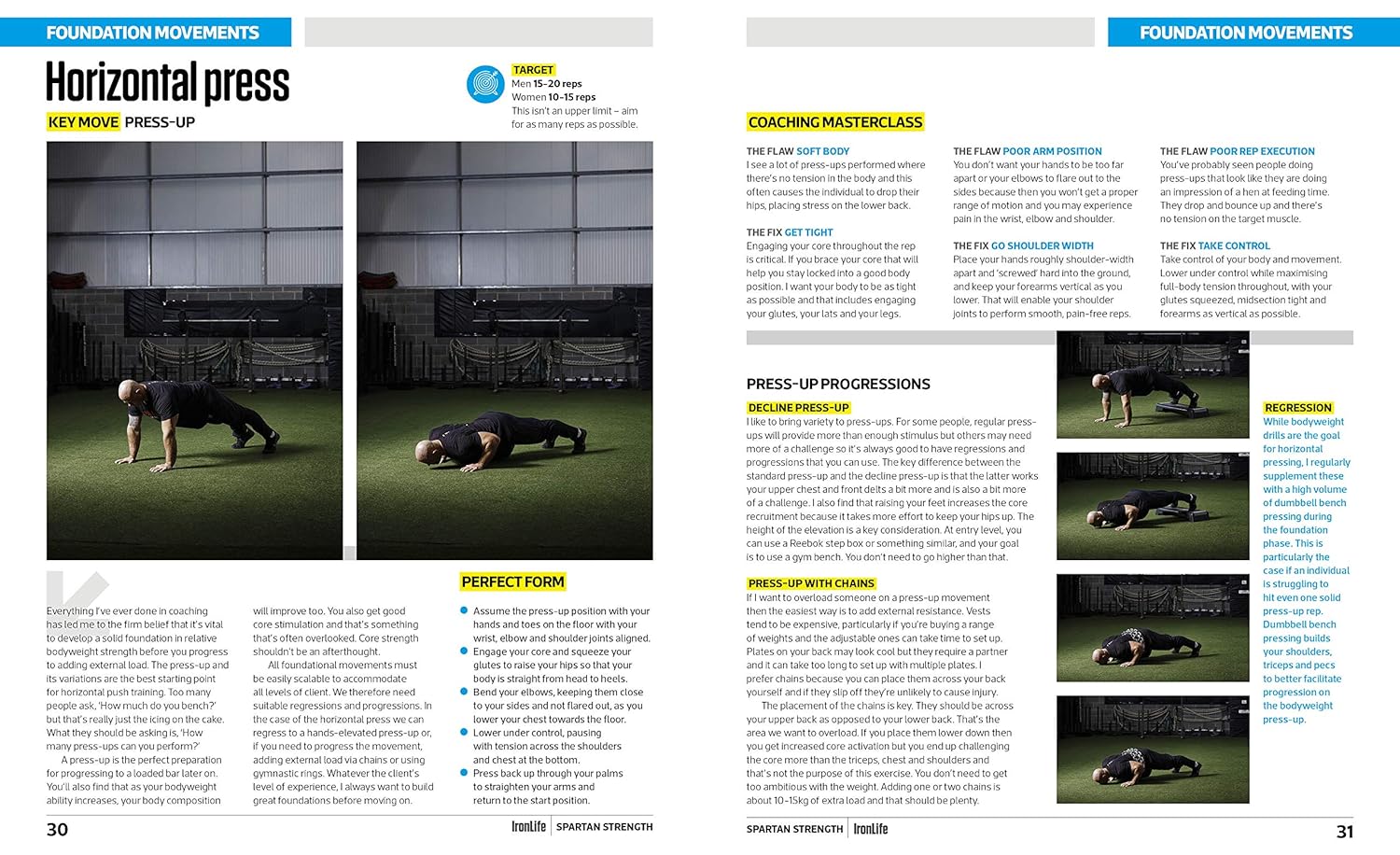 Spartan Strength by Jack Lovett paperback - inside page showing training programme blueprint