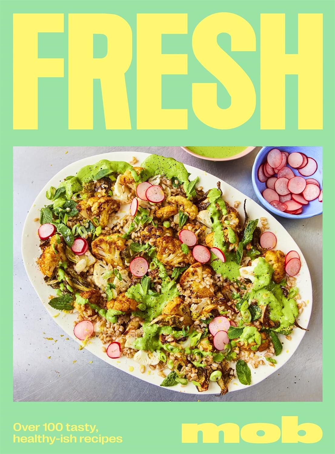 Speedy MOB, MOB Veggie and Fresh Mob hardback cookbooks by Ben Lebus shown together with spines visible