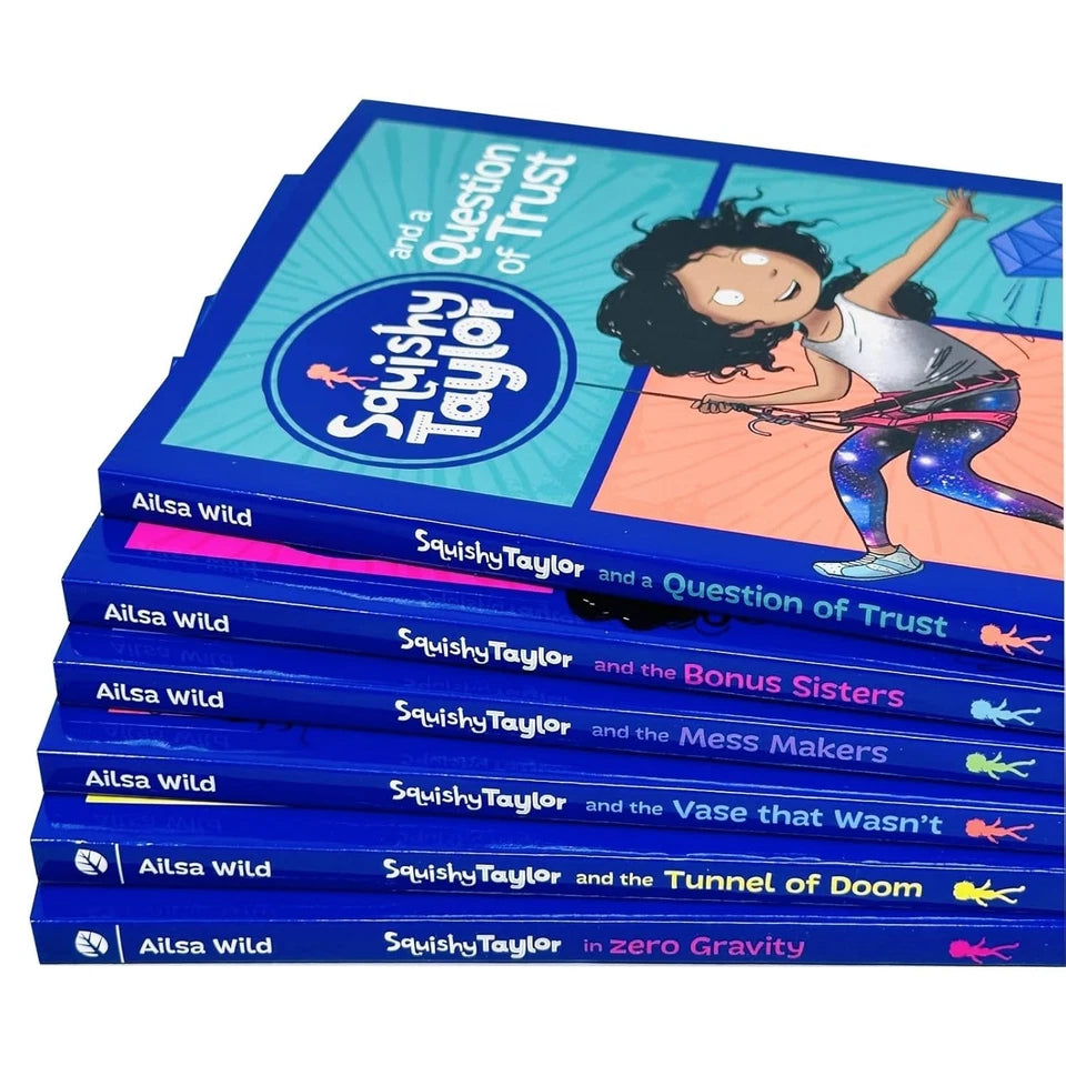 Squishy Taylor 6 Books Collection Set by Ailsa Wild - back cover and spines of the paperback box set