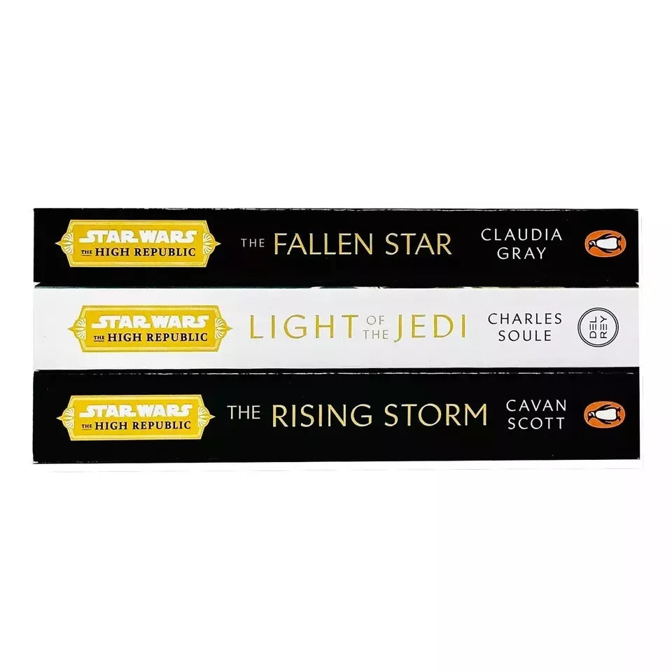 Star Wars: The High Republic 3 Books Collection Set paperback books stacked - Light of the Jedi, The Rising Storm, The Fallen Star