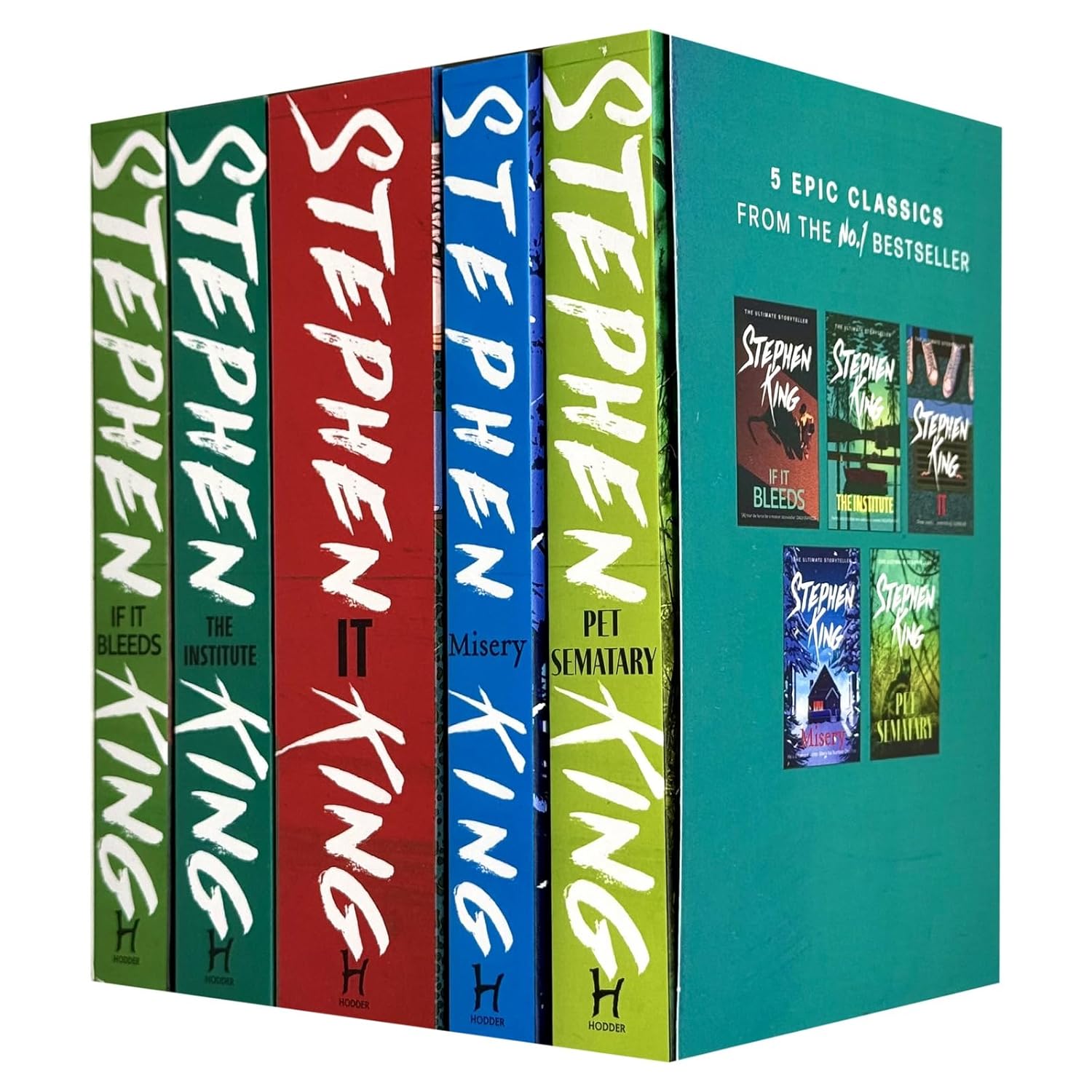 Stephen King horror fiction box set - IT, Misery, Pet Sematary paperback books