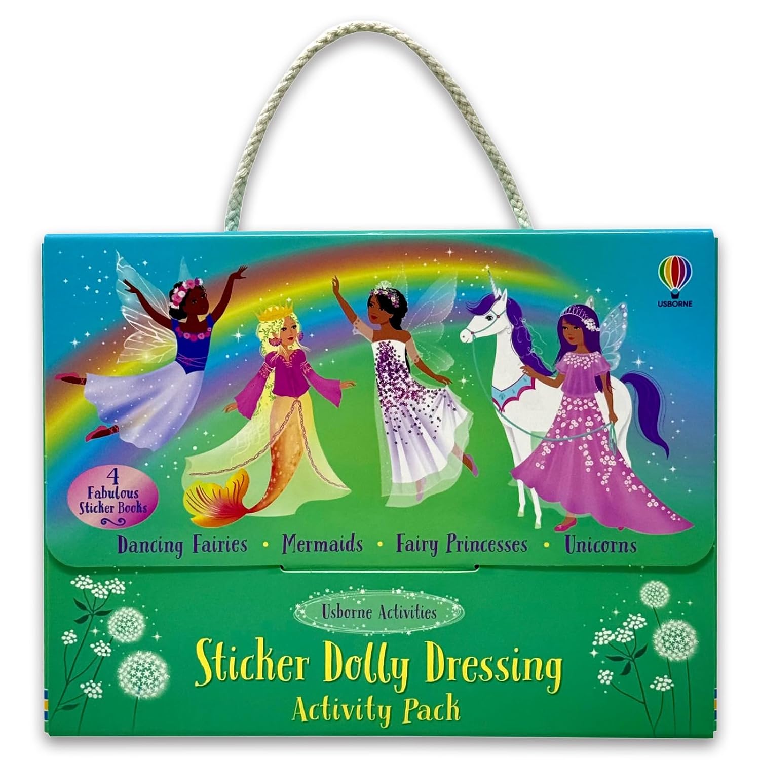 Sticker Dolly Dressing Activity Pack by Fiona Watt - 4 mini paperback sticker books, Unicorns Mermaids Dancing Fairies Fairy Princesses, Ages 5+