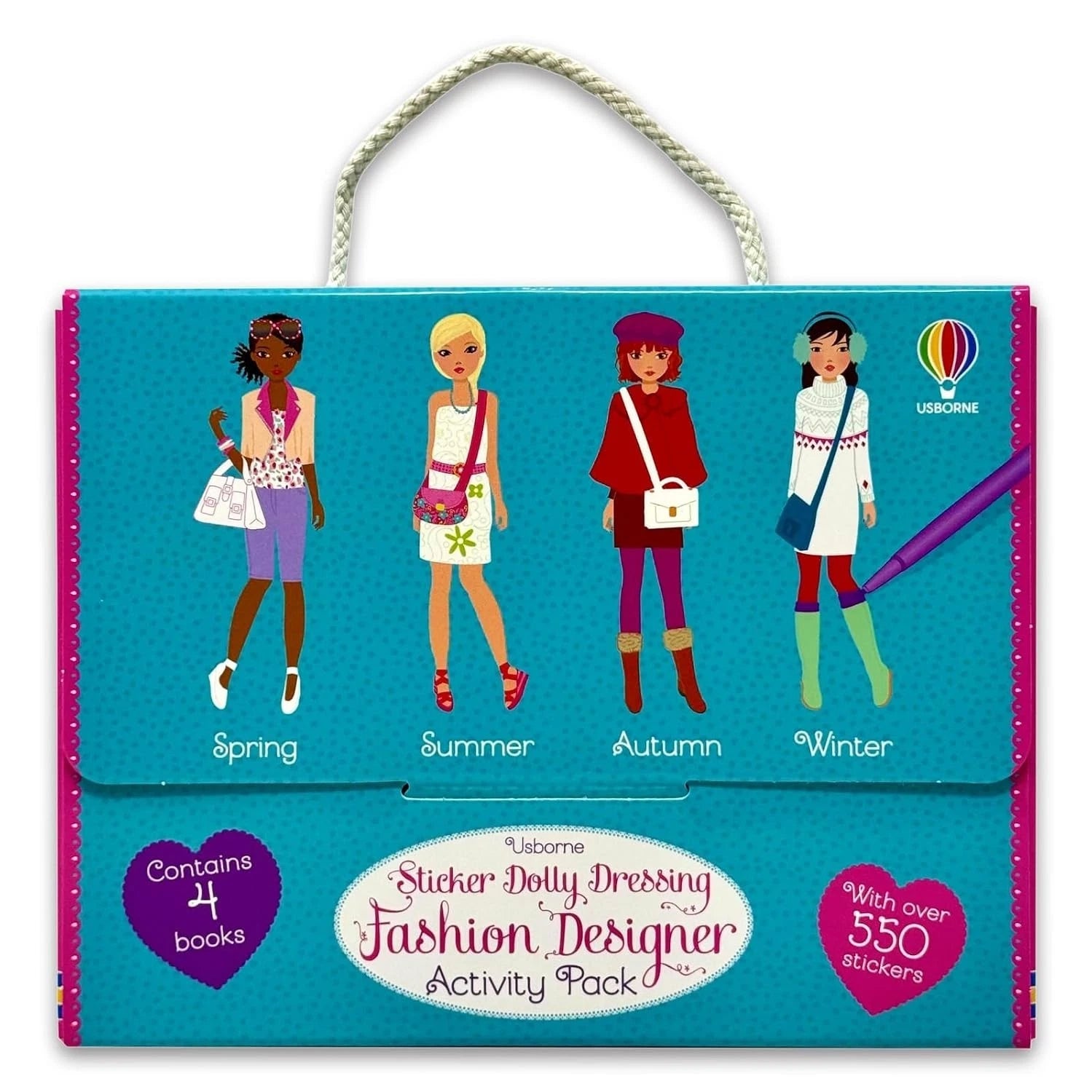 Usborne Sticker Dolly Dressing Fashion Designer Activity Pack, 4 books paperback set for ages 5-7