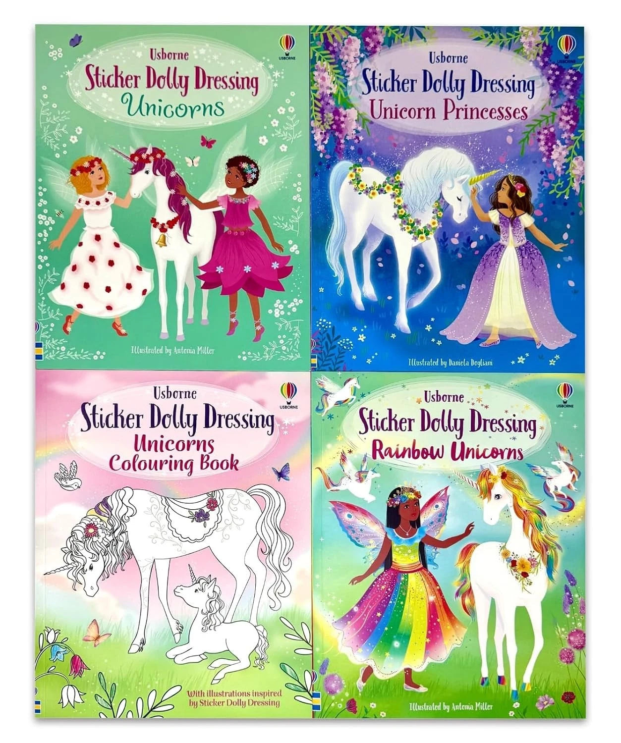 Sticker Dolly Dressing Rainbow Unicorns paperback sticker book cover