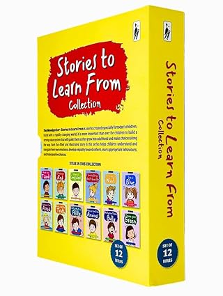 Stories to Learn From 12 book paperback set by Woodpecker Books showing all twelve book spines