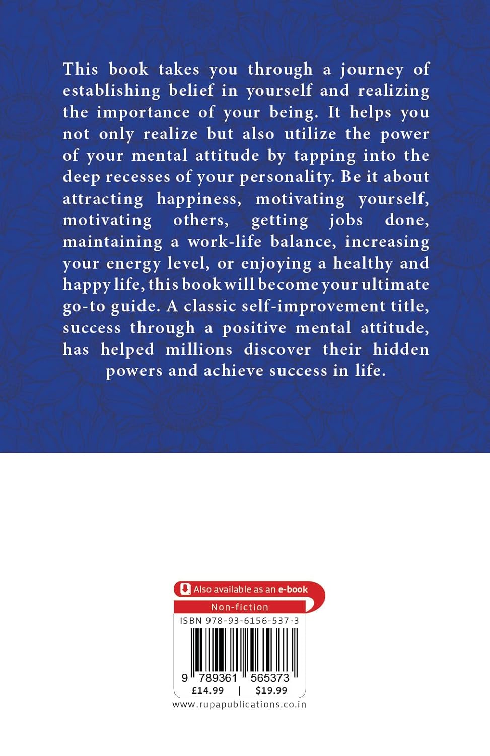 Success Through a Positive Mental Attitude by Napoleon Hill and W. Clement Stone - Paperback back cover, Rupa Publications self-help classic