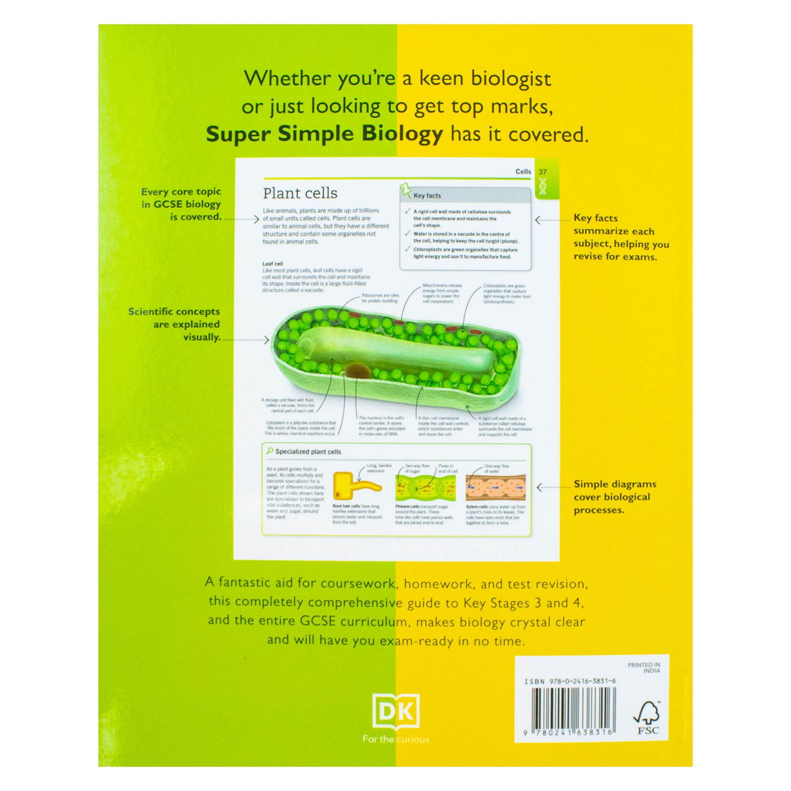 Super Simple Biology by DK - inside pages showing illustrated biology topics and key facts boxes