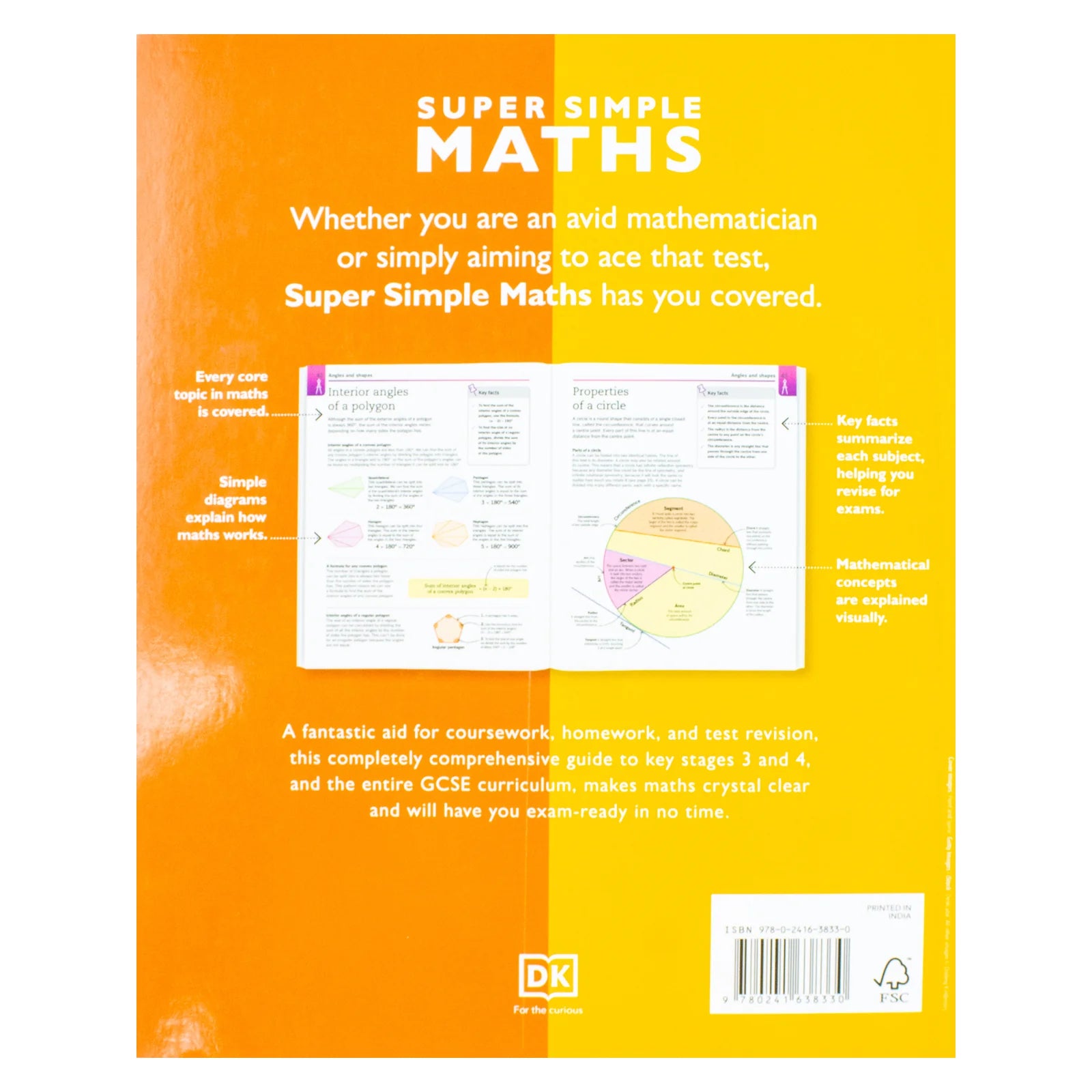 Super Simple Maths by DK - inside page showing colourful maths diagrams and key fact boxes